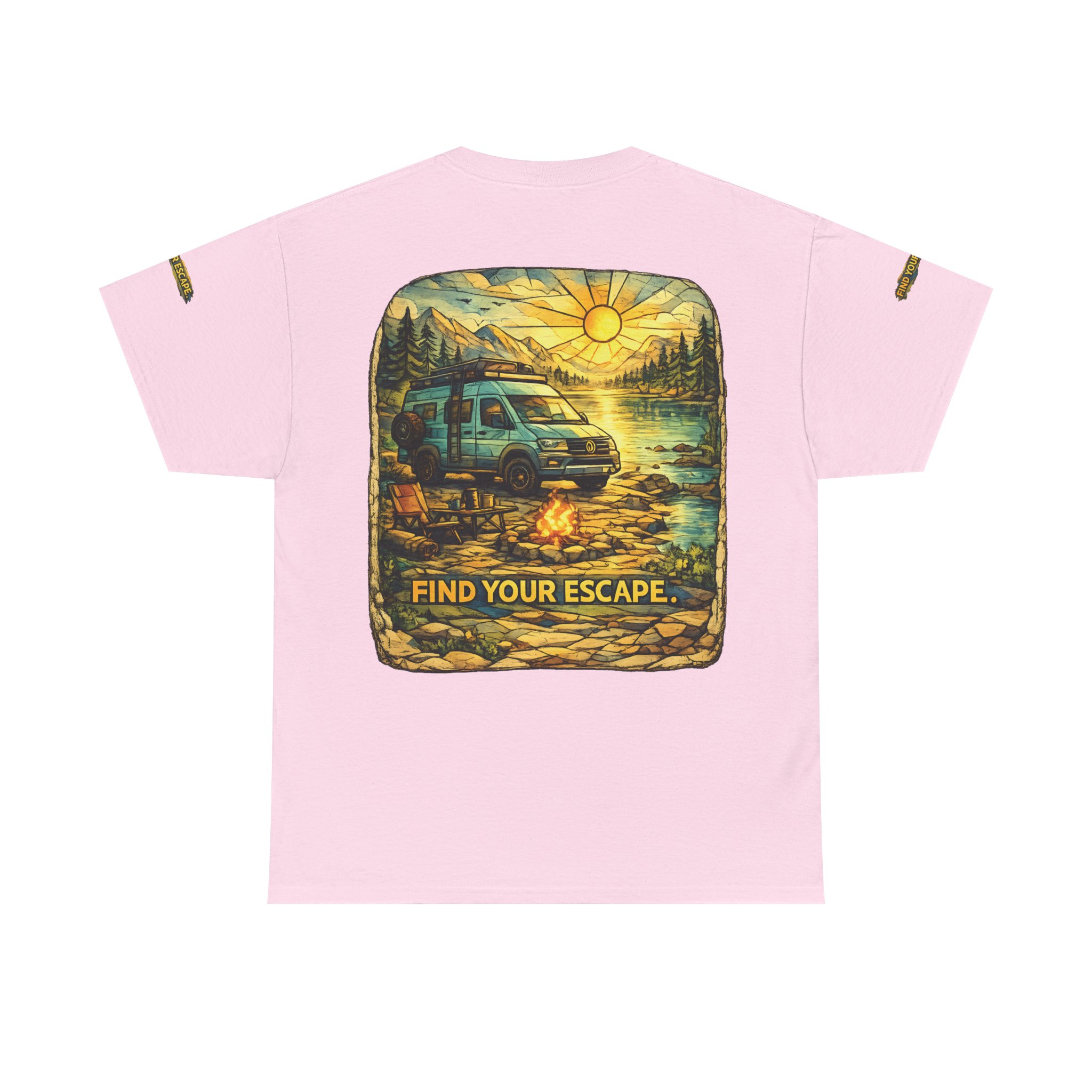 Unisex Heavy Cotton Tee — "Find Your Escape" Design Cubic-Line