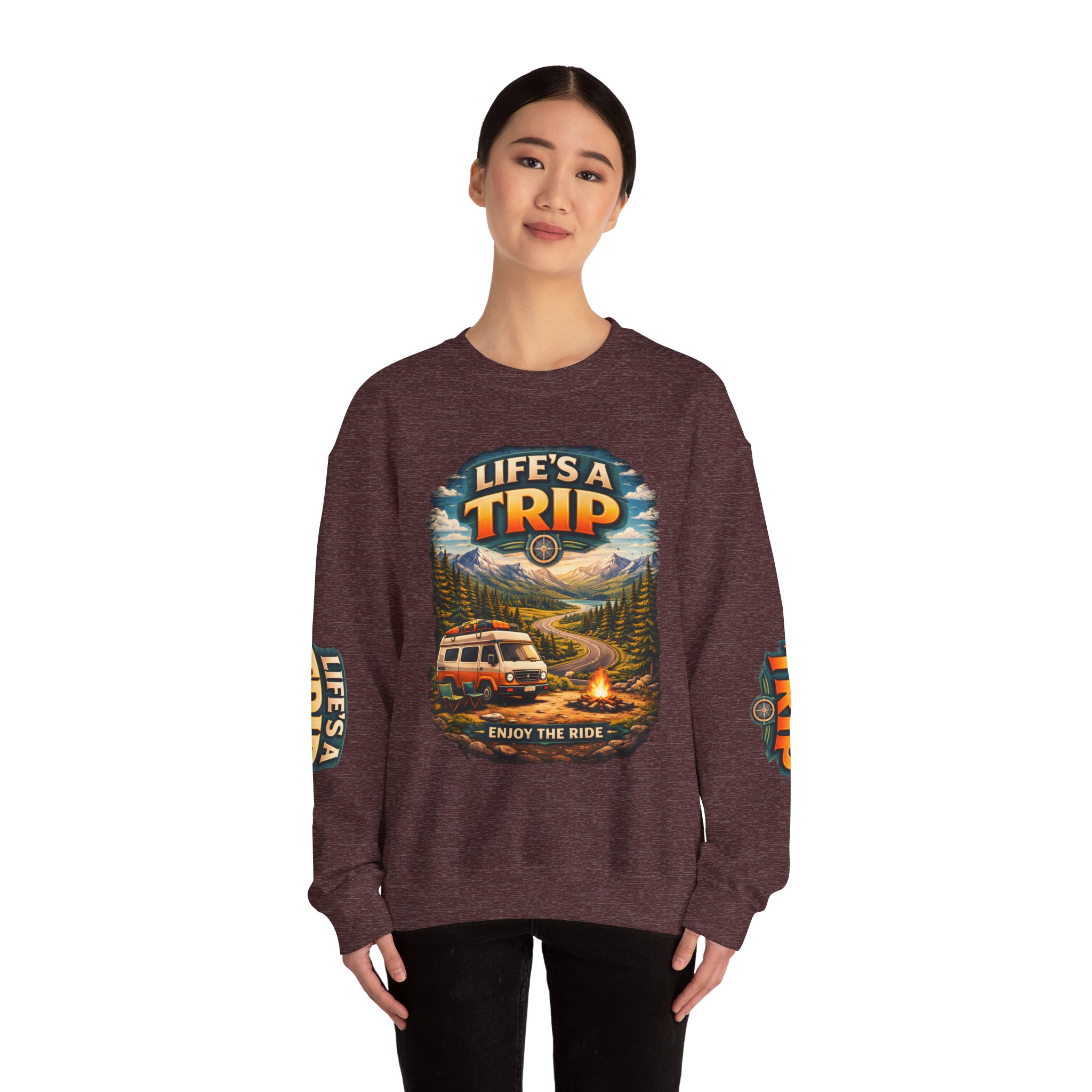 Unisex Heavy Blend™ Crewneck Sweatshirt — "Life s A Trip" Design Scenic-Line