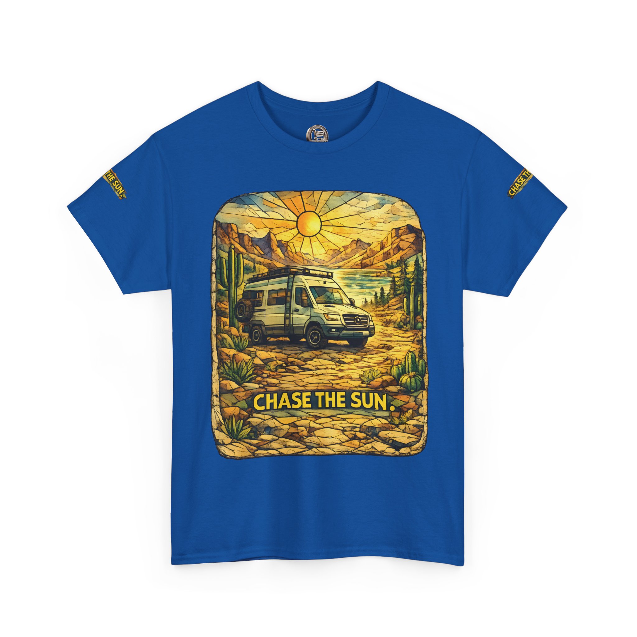 Unisex Heavy Cotton Tee — "Chase The Sun" Design Cubic-Line