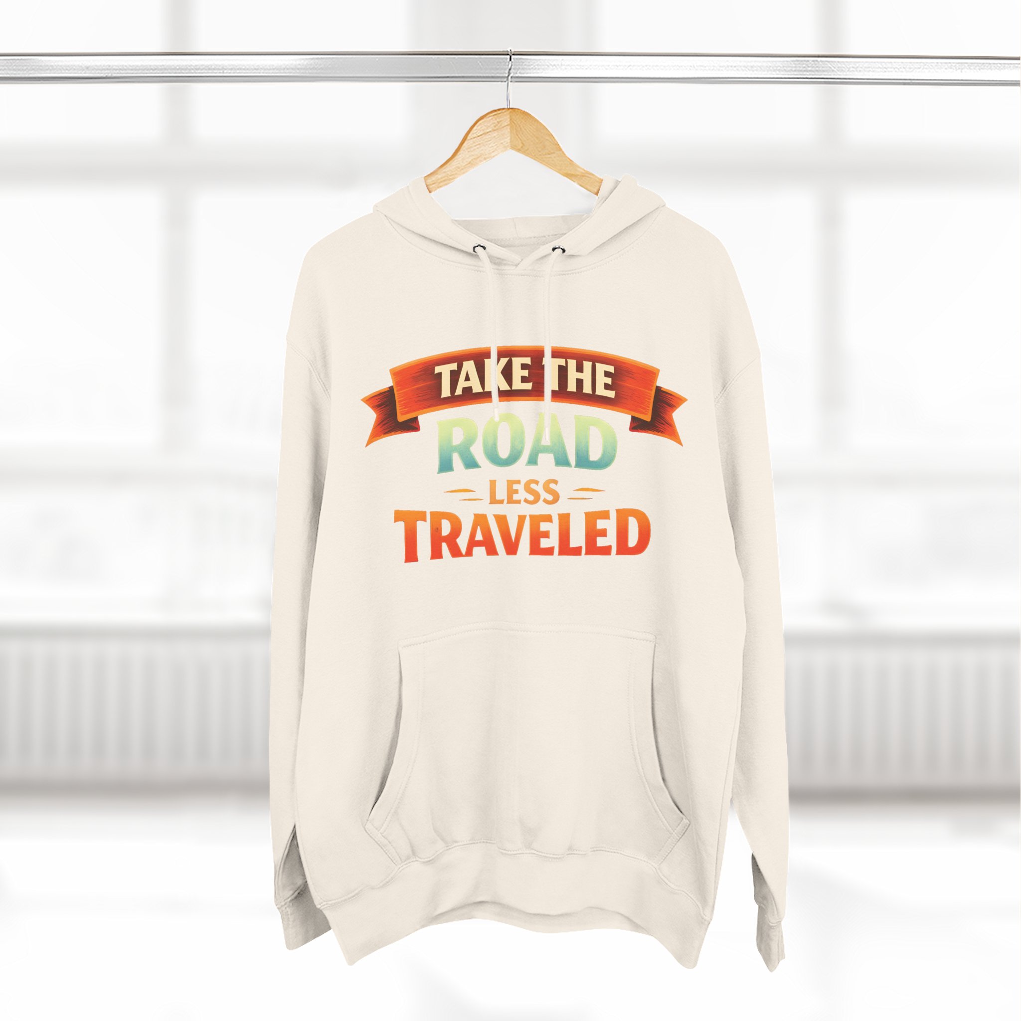 Three-Panel Fleece Hoodie - "Take The Road Less Traveled" Design Scenic-Line
