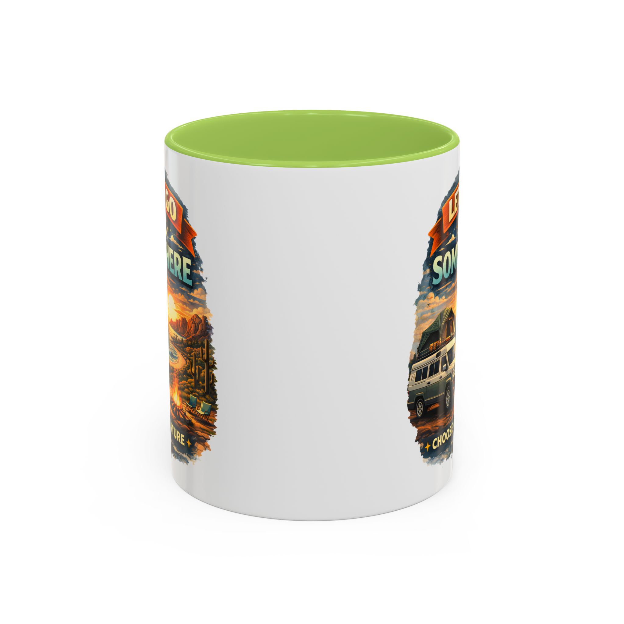 Accent Coffee Mug (11, 15oz) — "Lets Go Somewhere" Design Scenic-Line