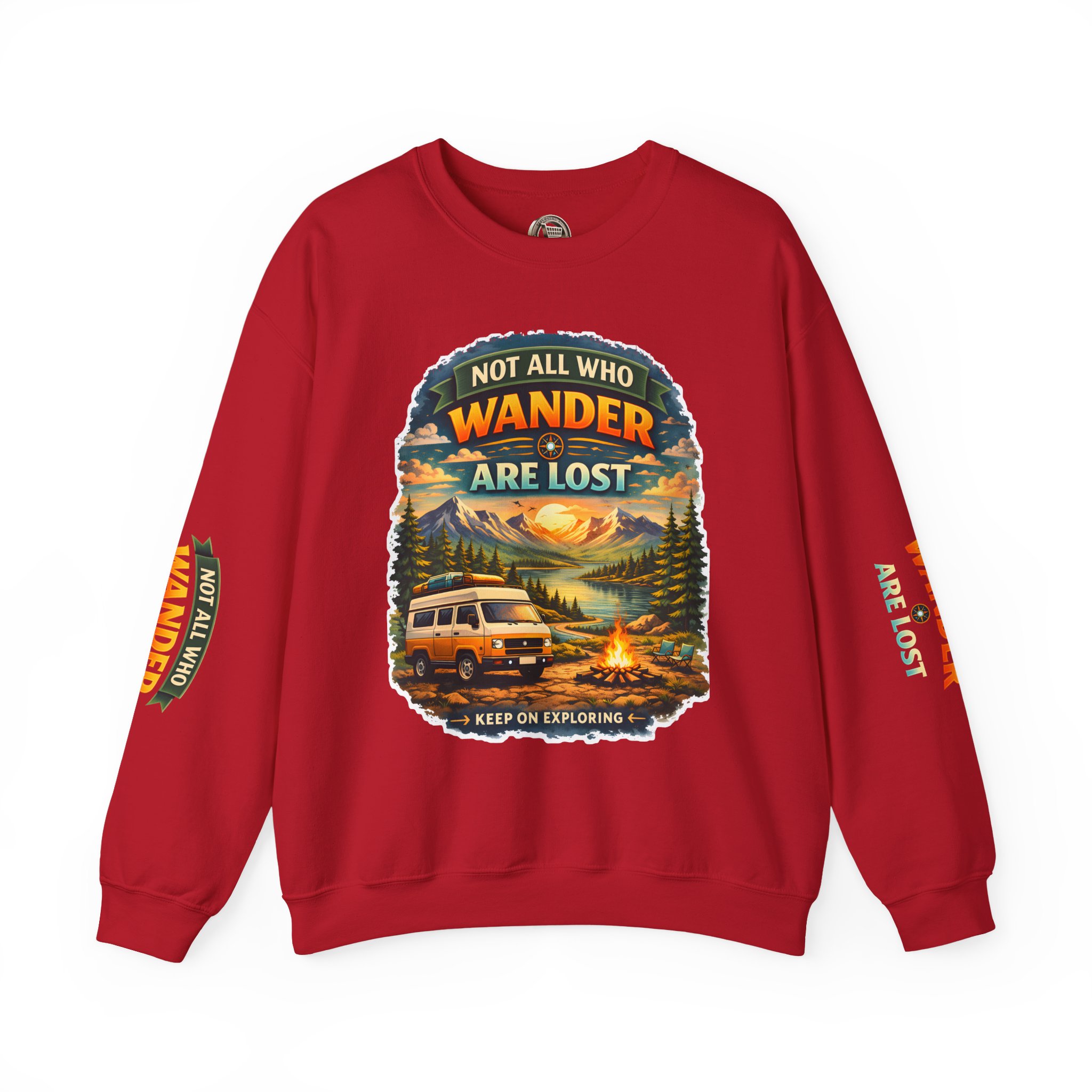 Unisex Heavy Blend™ Crewneck Sweatshirt — "Not All Who Wander Are Lost" Design Scenic-Line
