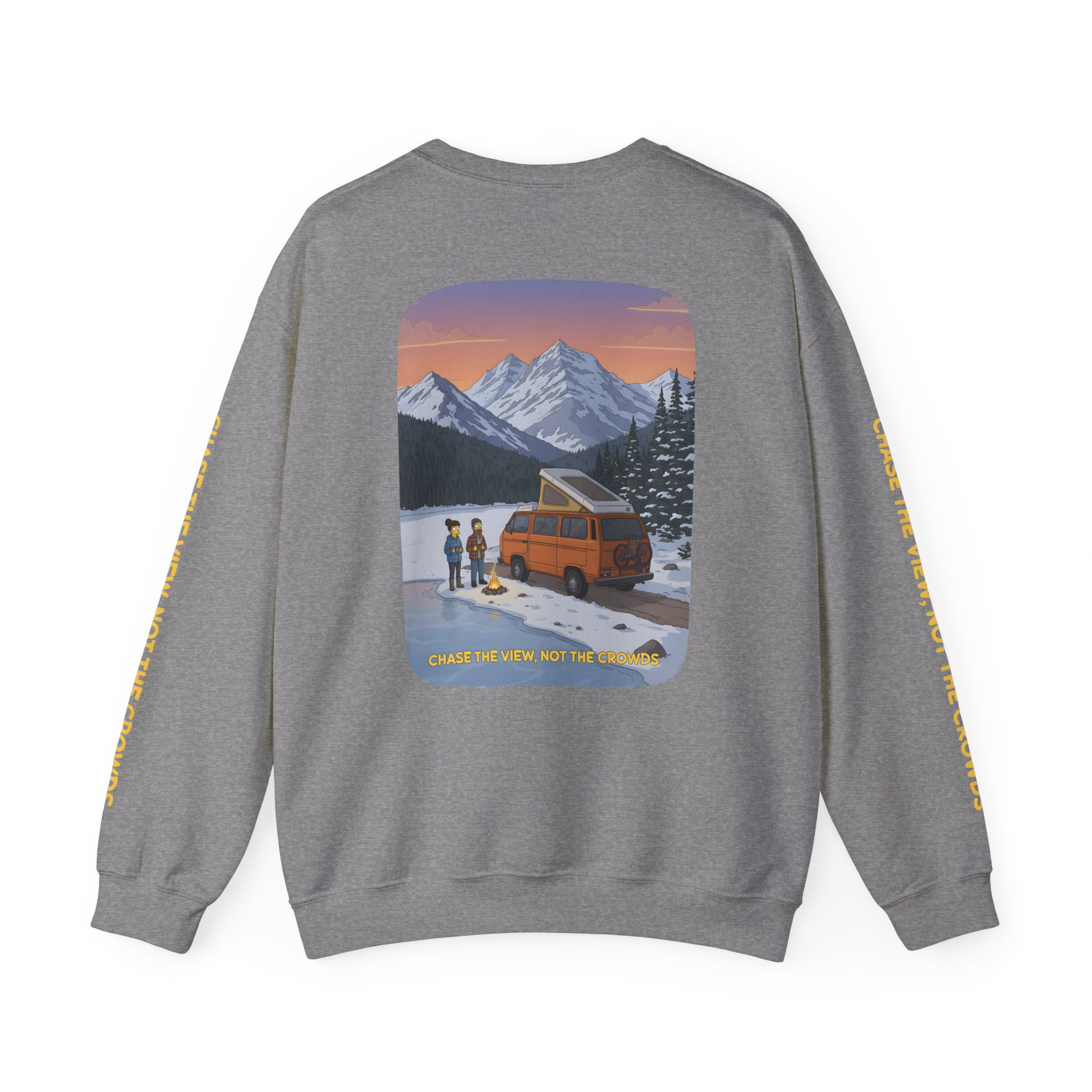 Unisex Heavy Blend™ Crewneck Sweatshirt — "Chase The Views-Not The Crowds"" Design Sitcom-Line