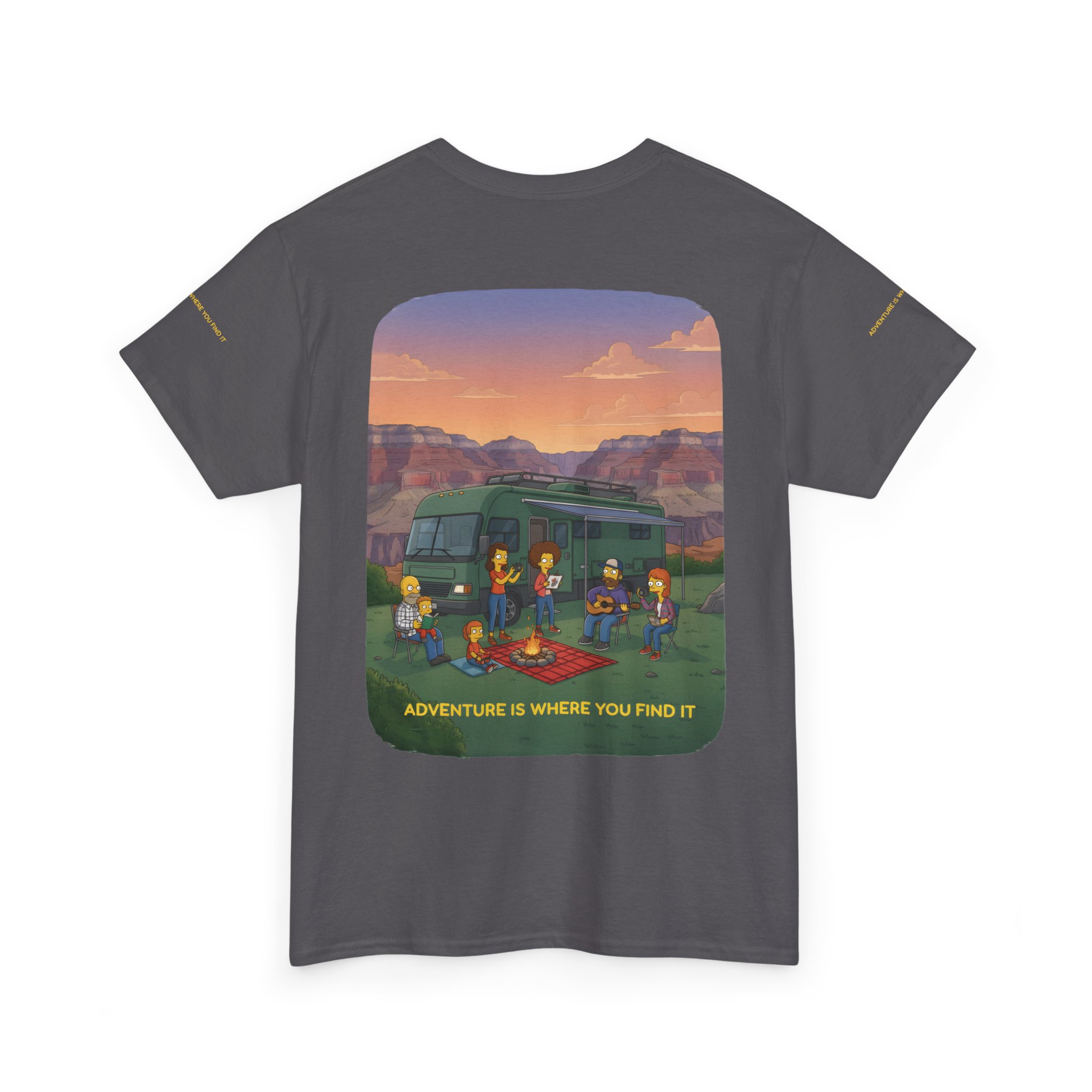 Unisex Heavy Cotton Tee — "Adventure Is Where You Find It" Design Sitcom-Line