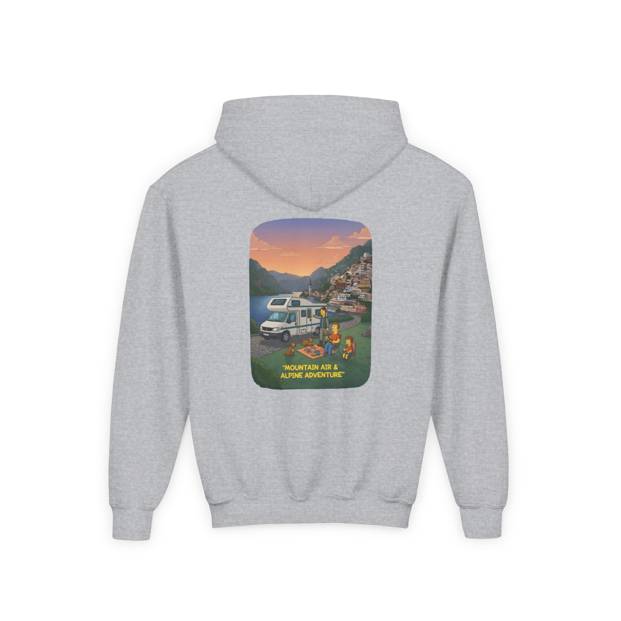 Youth Hoodie(Gildan) – "Mountain Air-Alpine Adventure" (Design Sitcom-Line)