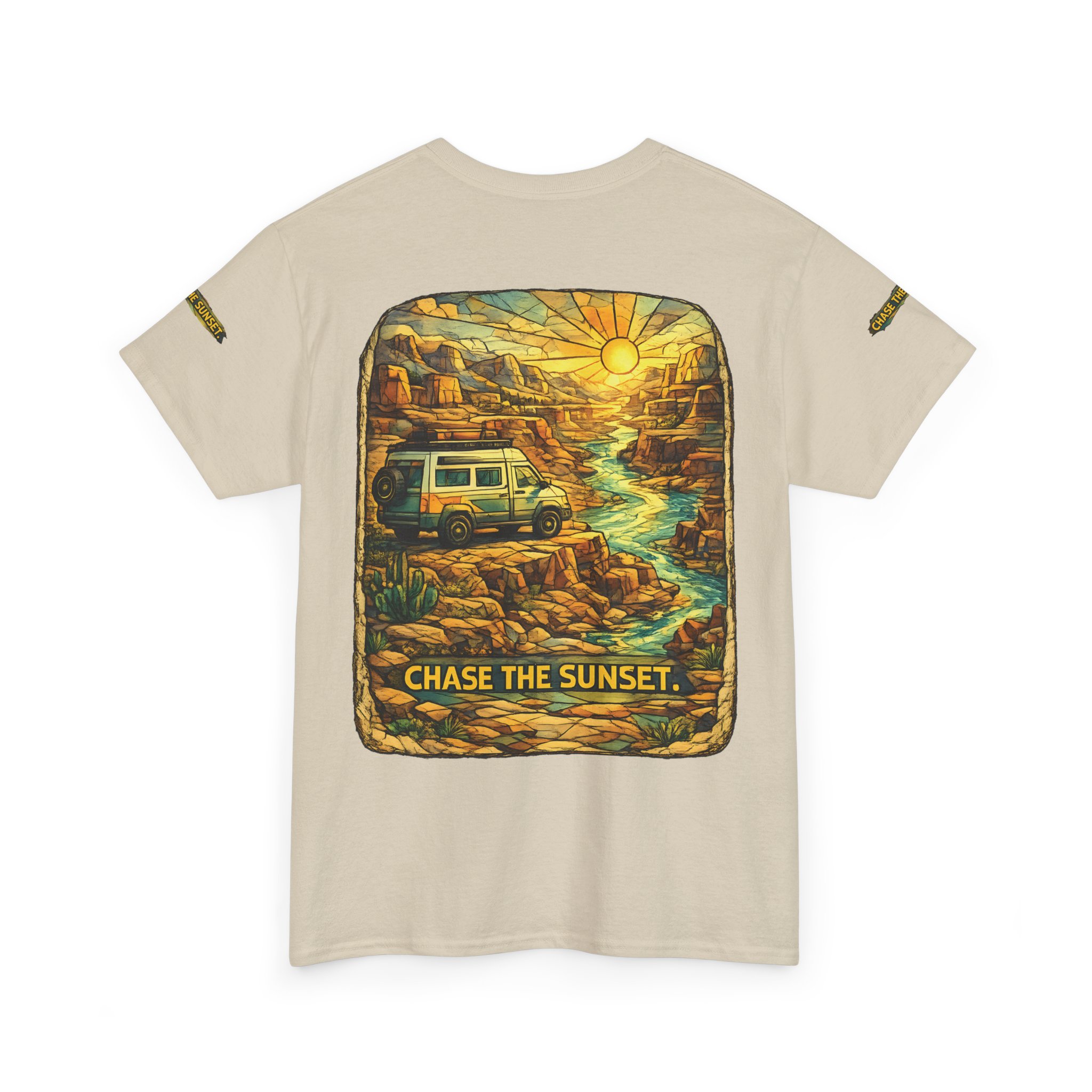 18413044944170776990_2048.jpeg Unisex Heavy Cotton Tee — "Chase The Sunset" Design Cubic-Line