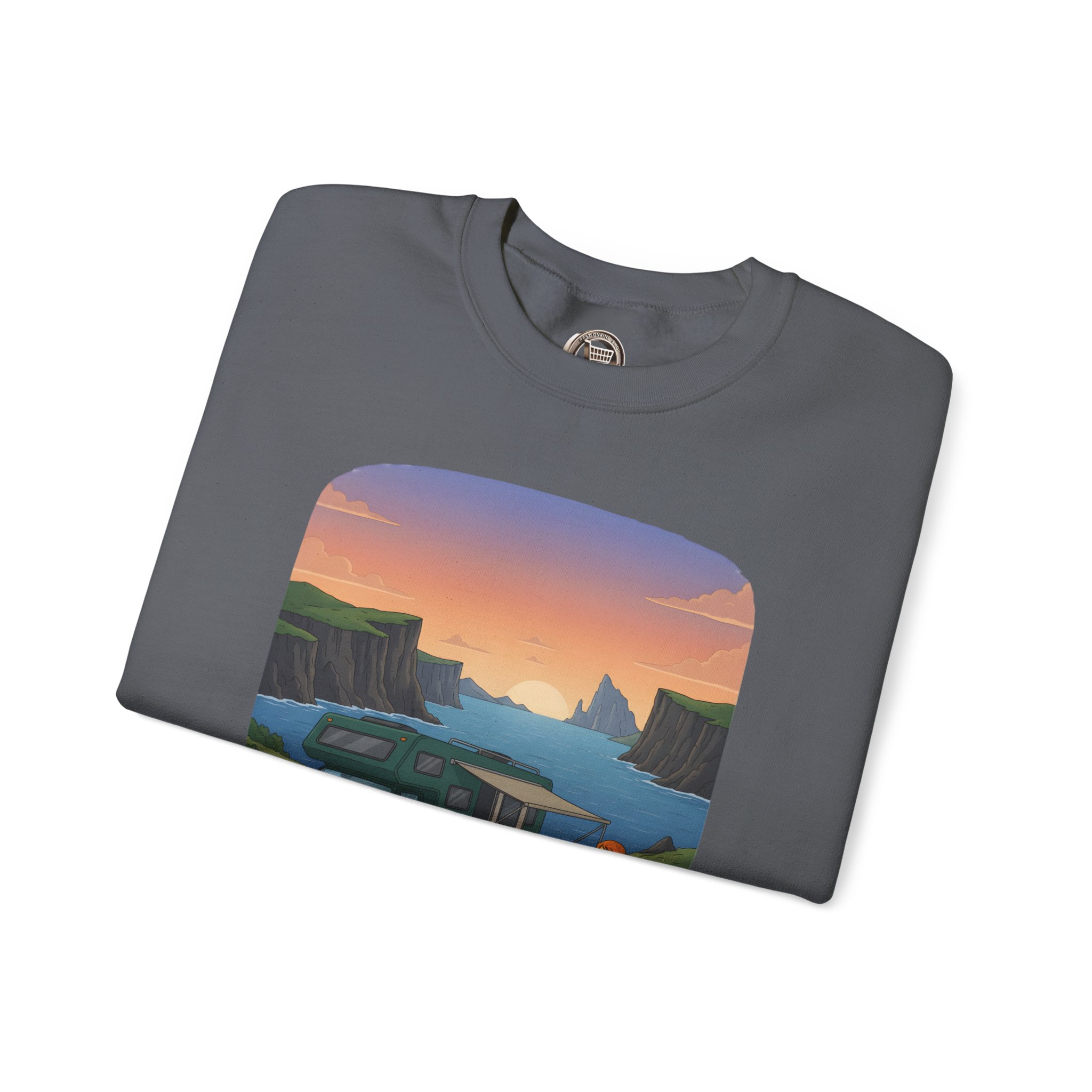 Unisex Heavy Blend™ Crewneck Sweatshirt — "Adventure Awaits-Go Find It"" Design Sitcom-Line