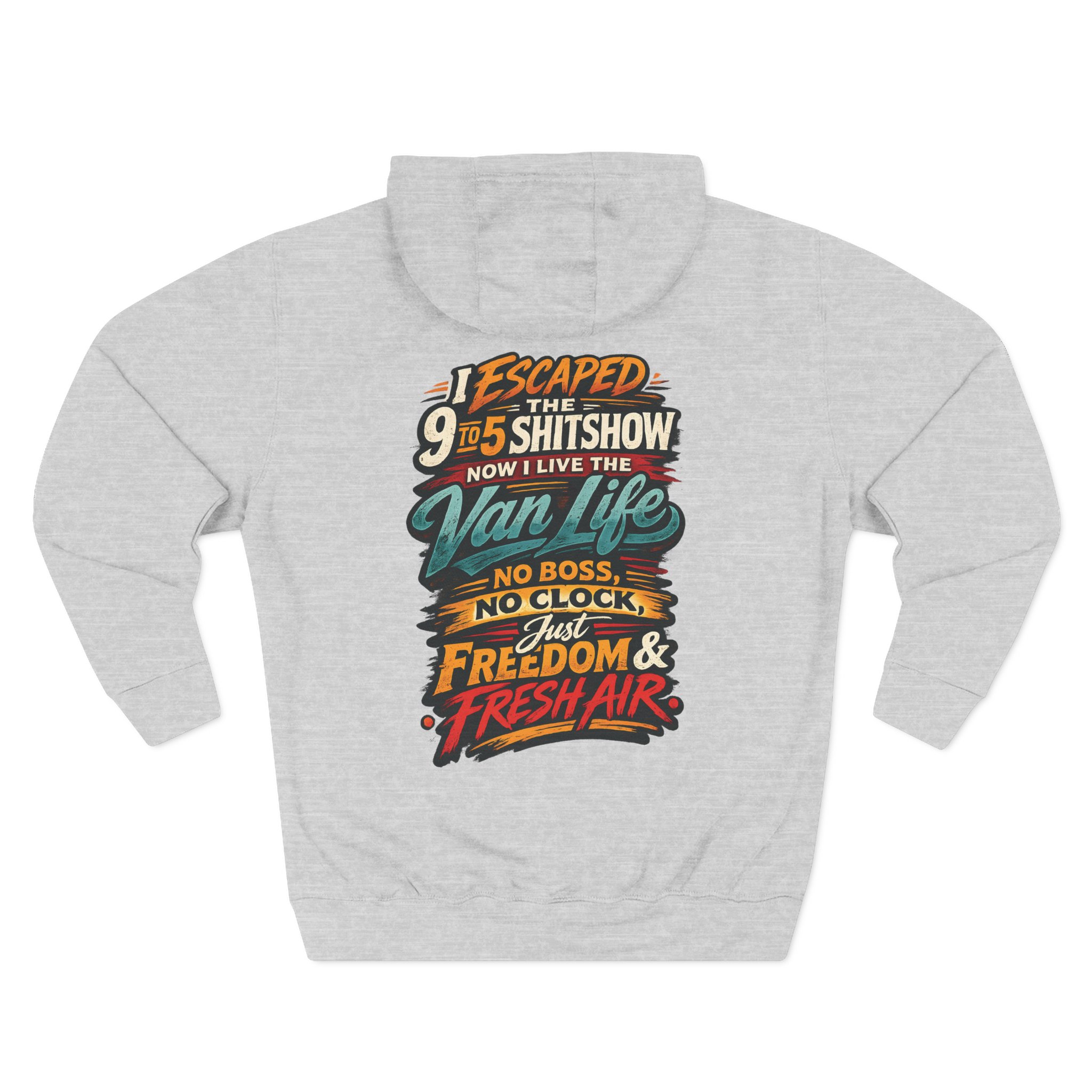 18416560624789146739_2048.jpeg Three-Panel Fleece Hoodie - "I Escaped The 9 To 5" Design F**K-Line