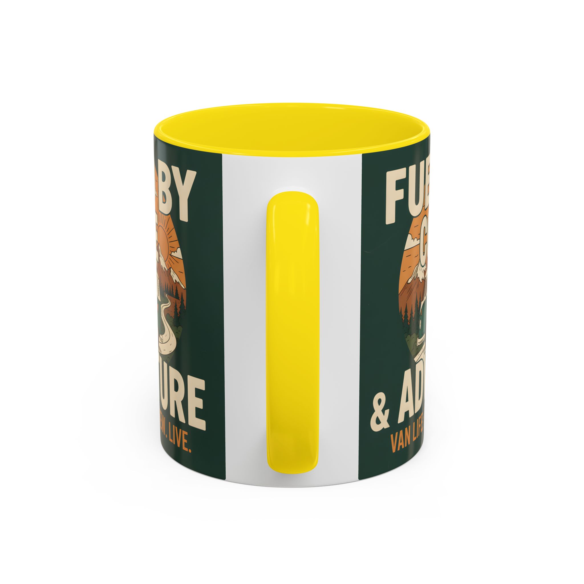 Accent Coffee Mug (11, 15oz) — "Fueled by Coffee & Adventure"