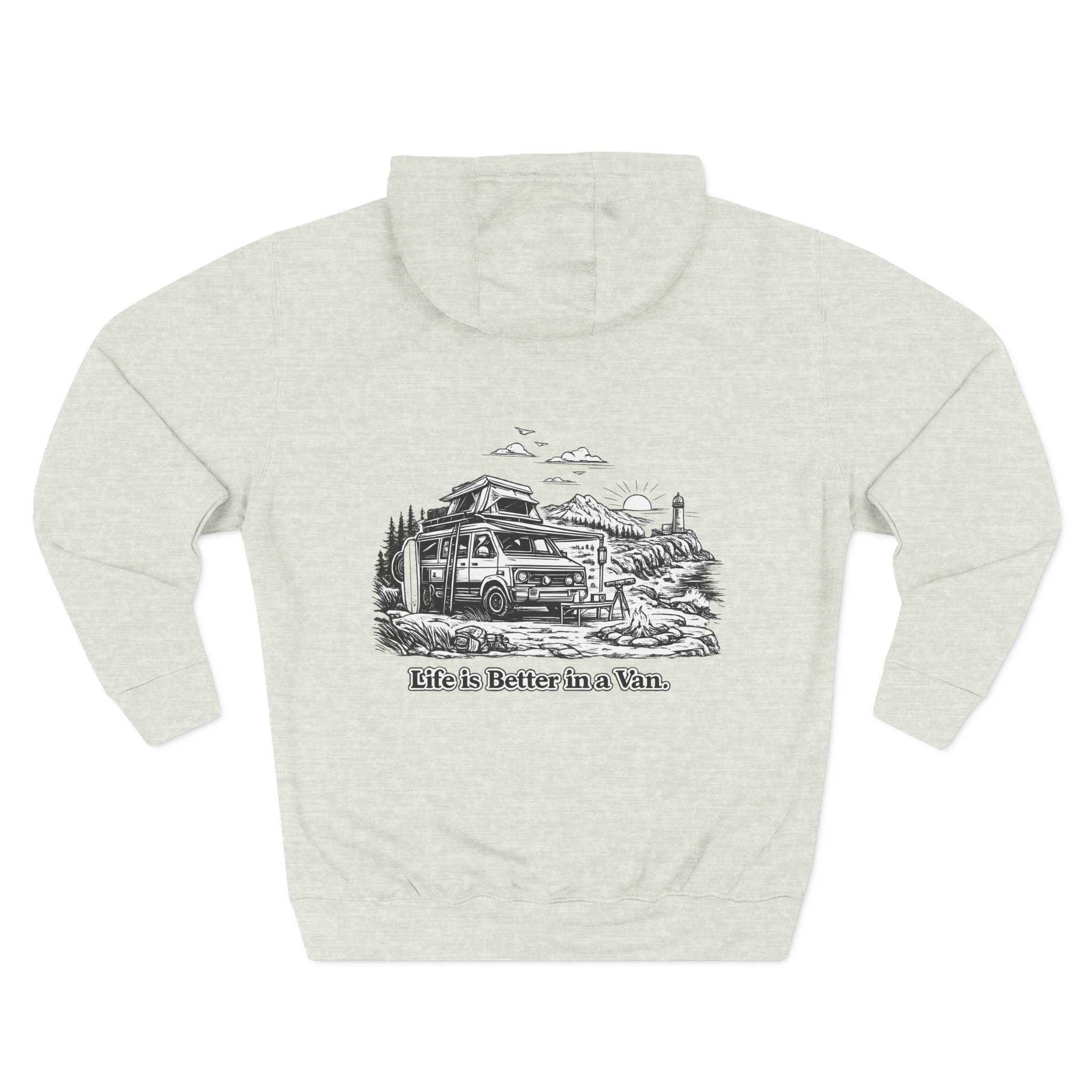 18420702489964494924_2048.jpeg Three-Panel Fleece Hoodie - "Life Is Better In A Van" Design Minimal-Line