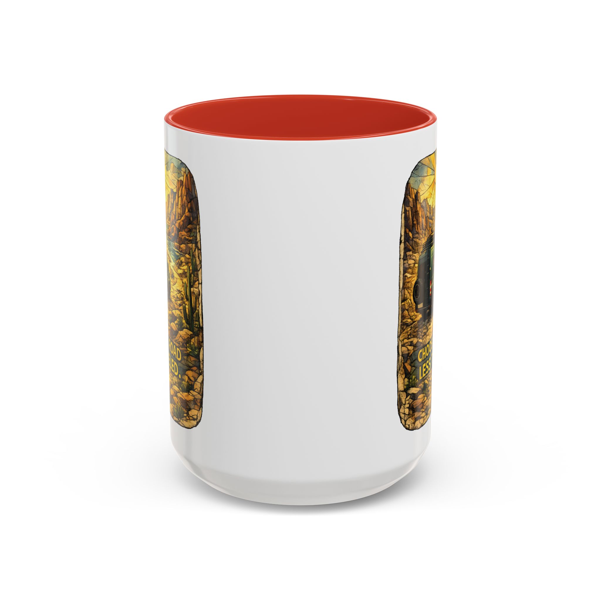 Accent Coffee Mug (11, 15oz) — "Choose The Road Less Traveled" Design Cubic-Line