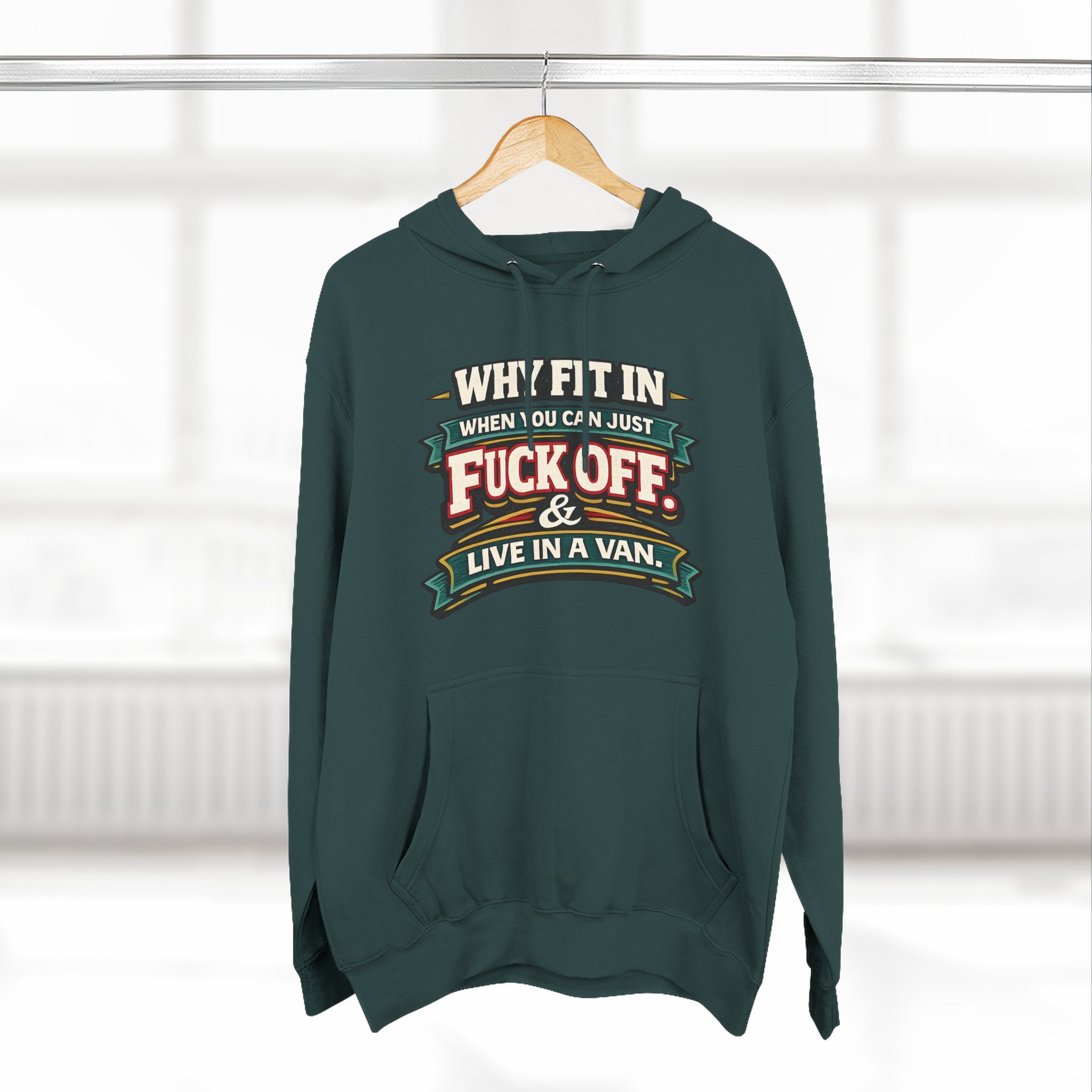 Three-Panel Fleece Hoodie - "Why Fit In" Design F**K-Line