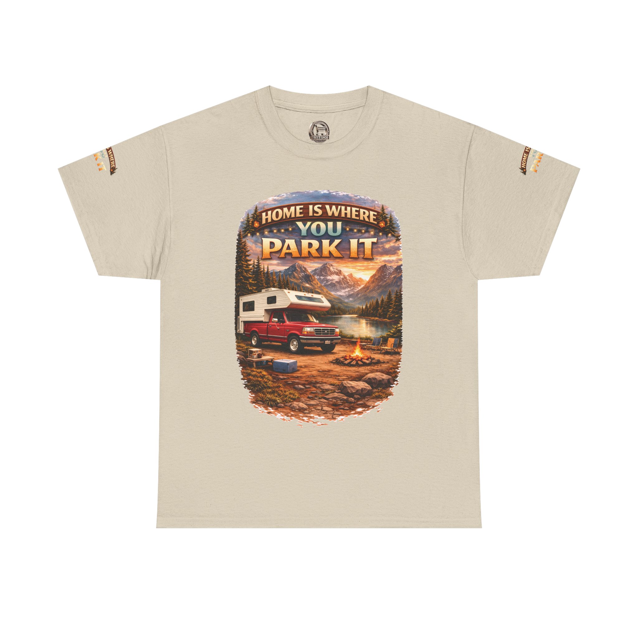 18432808089747181305_2048.jpeg Unisex Heavy Cotton Tee — "Home Is Where You Park It" Design Scenic-Line