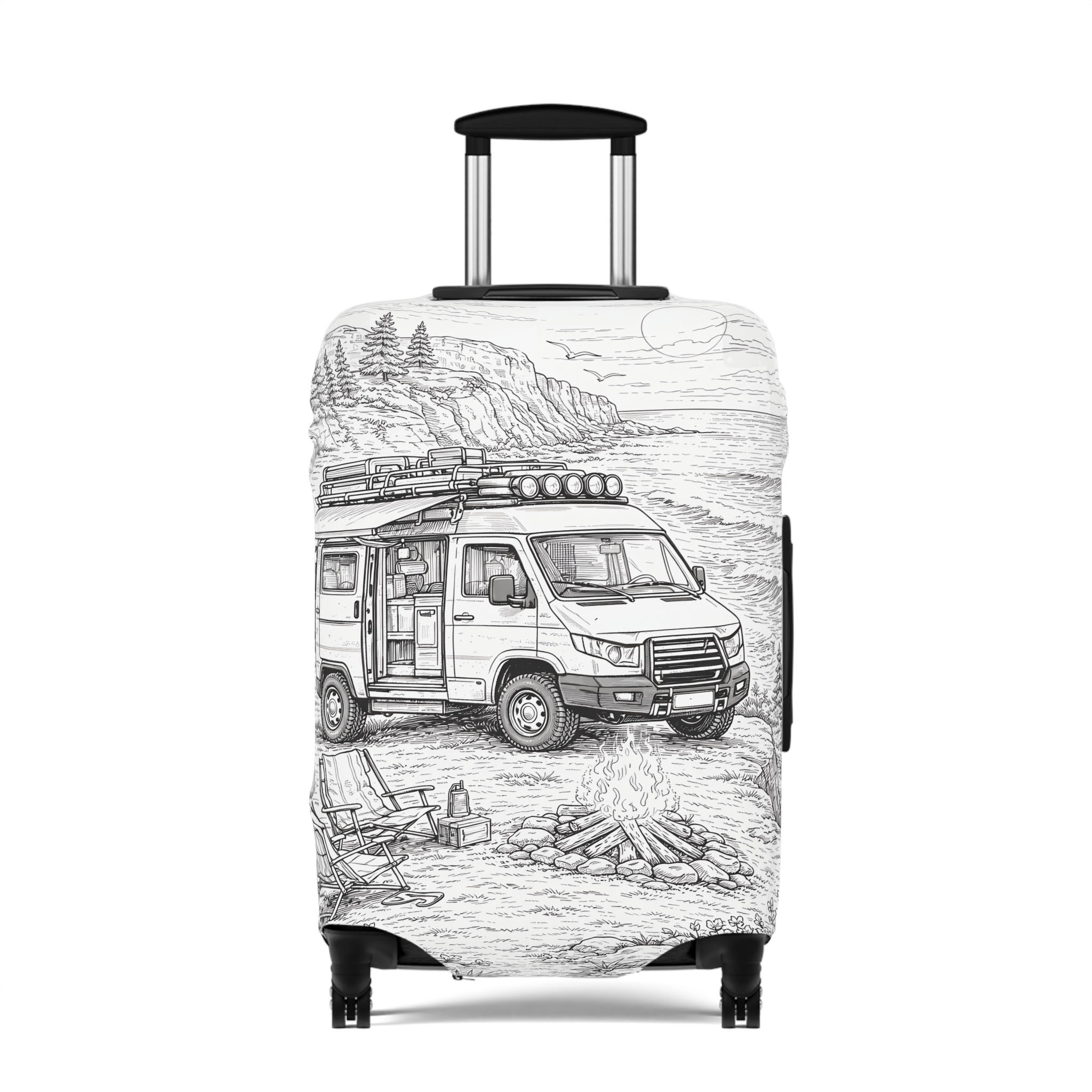 Luggage Cover — Adventure Camper Sketch Travel Suitcase