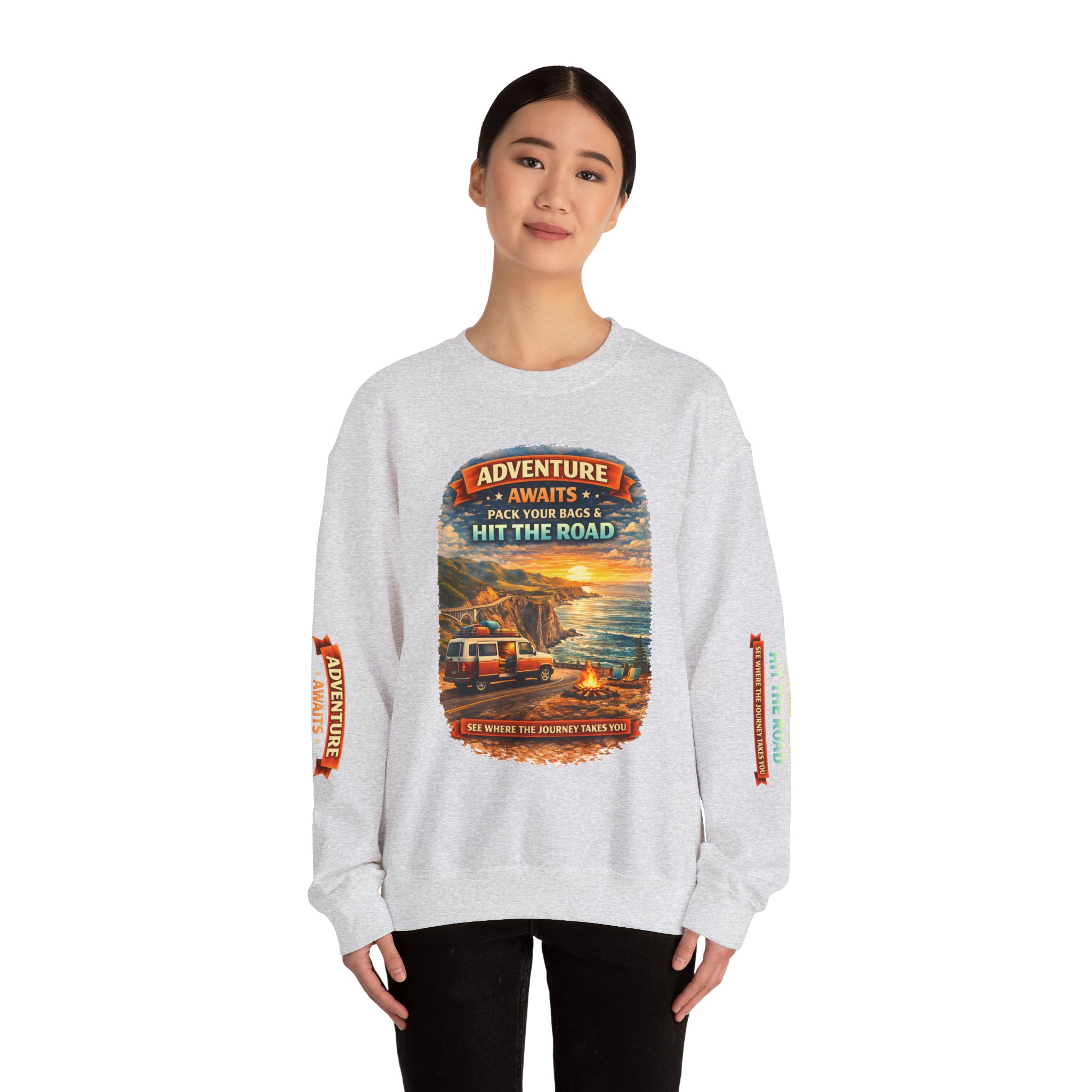 18435356225660279594_2048-1.jpeg Unisex Heavy Blend™ Crewneck Sweatshirt — "Adventure Awaits-Pack Your Bags" Design Scenic-Line