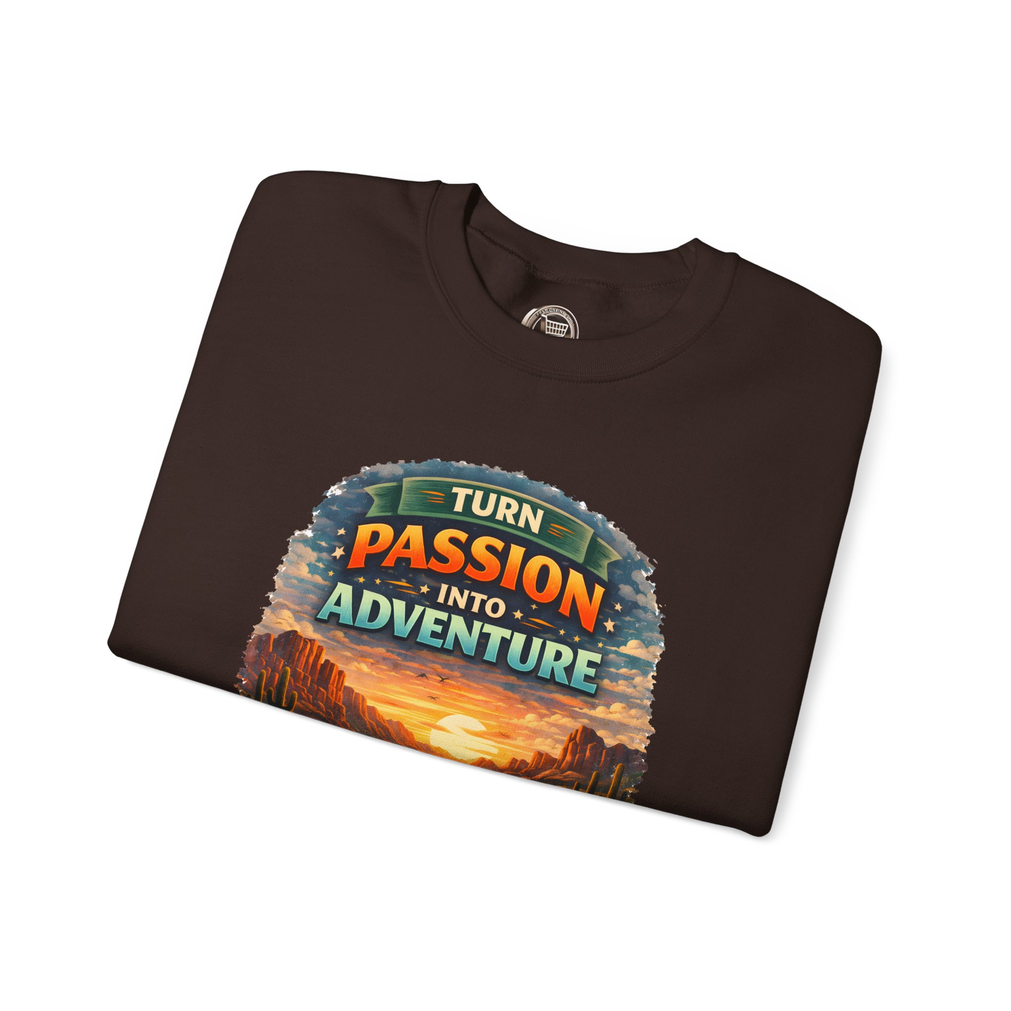 Unisex Heavy Blend™ Crewneck Sweatshirt — "Turn Passion Into Adventure" Design Scenic-Line