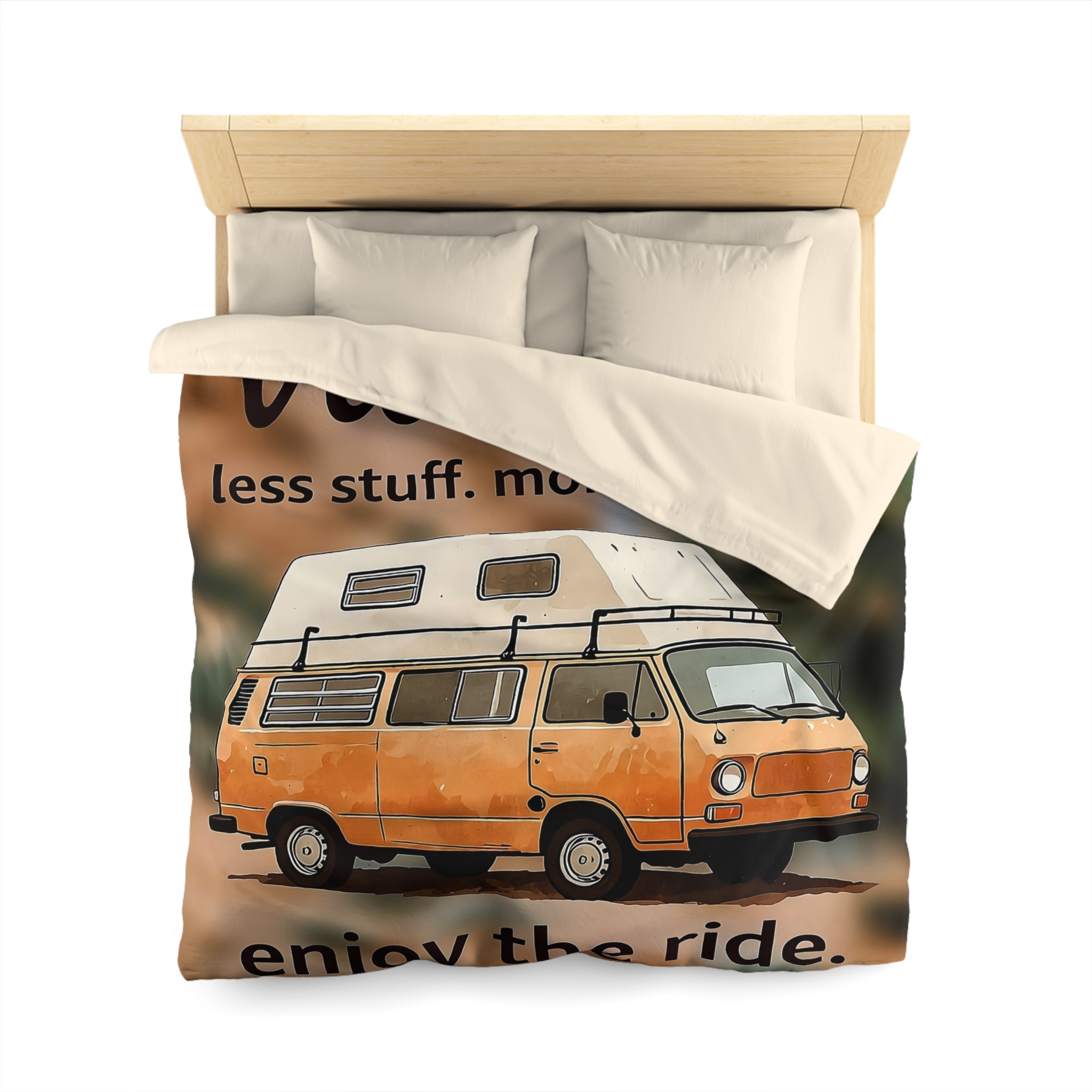 Duvet Cover – “Vanlife - Less Stuff. More Stories. Enjoy the Ride.” Camper Van Bedding