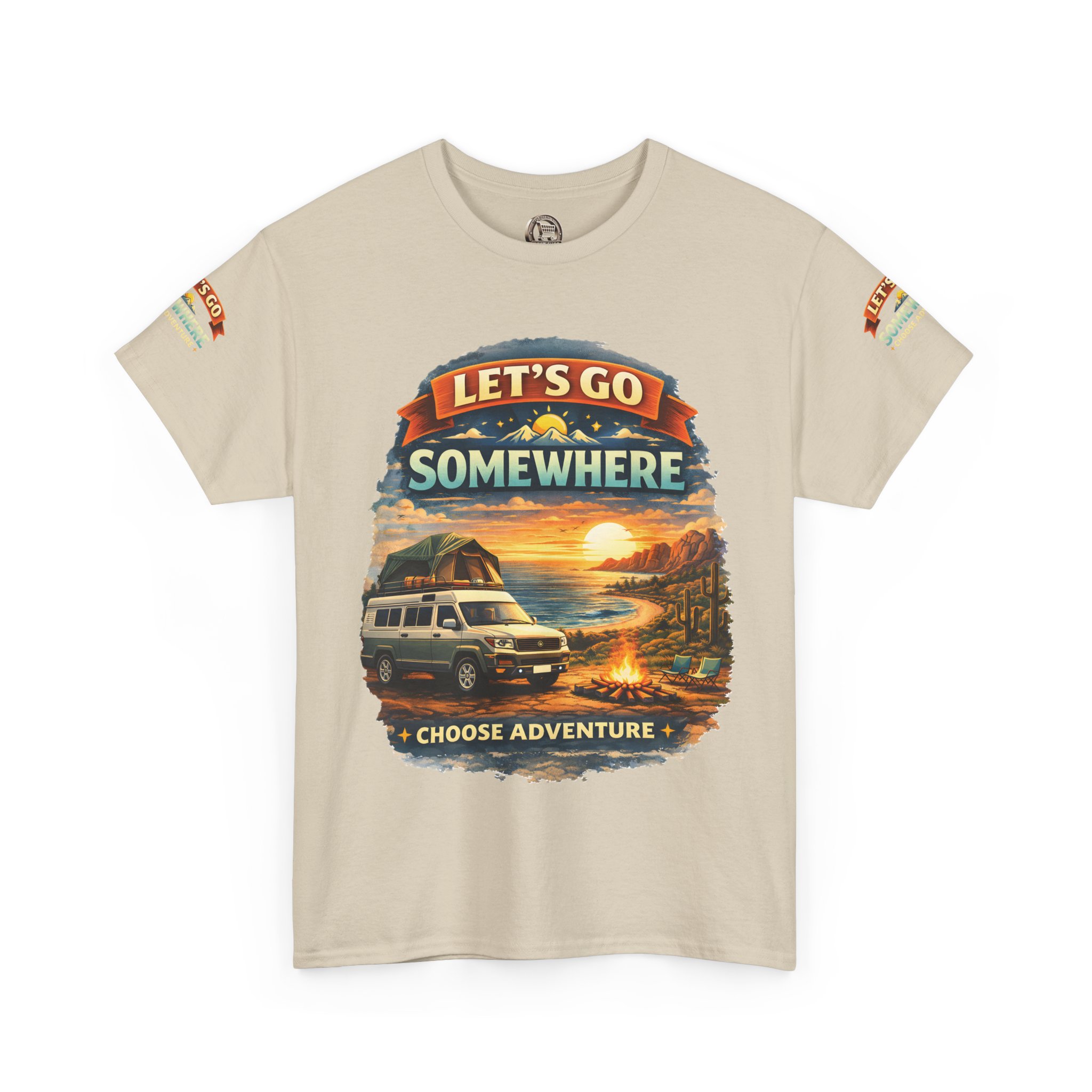 Unisex Heavy Cotton Tee — "Lets Go Somewhere" Design Scenic-Line