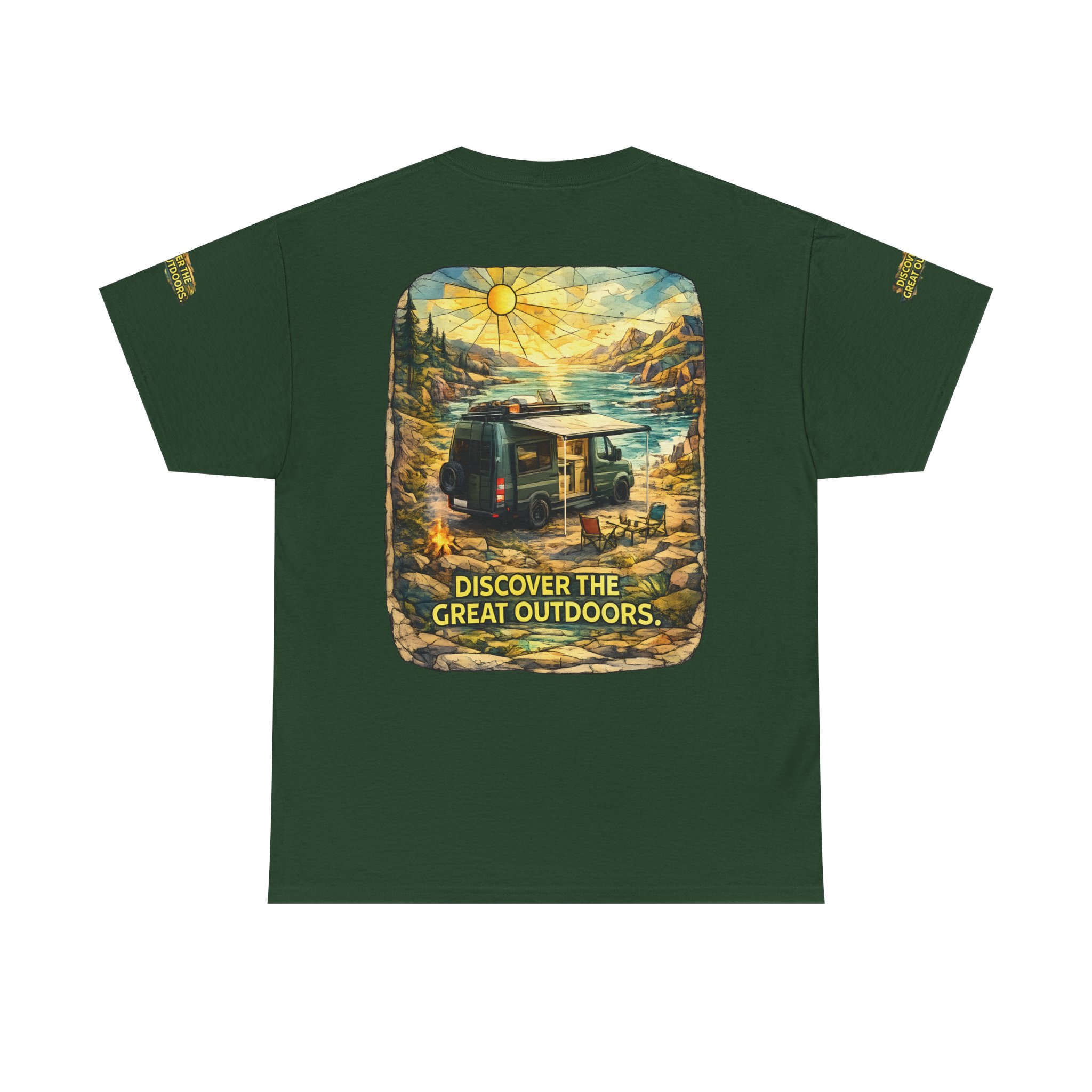 Unisex Heavy Cotton Tee — "Discover The Great Outdoors" Design Cubic-Line