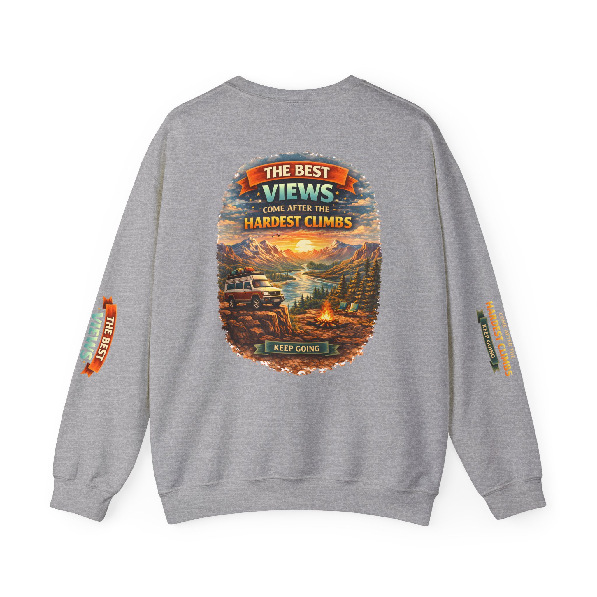 Unisex Heavy Blend™ Crewneck Sweatshirt — "The Best Views" Design Scenic-Line