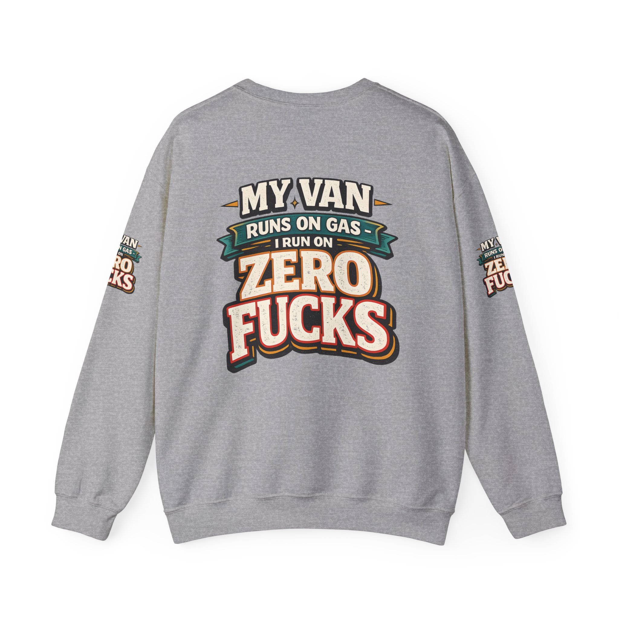 Unisex Heavy Blend™ Crewneck Sweatshirt — "My Van Runs On Gas" Design F**K-Line