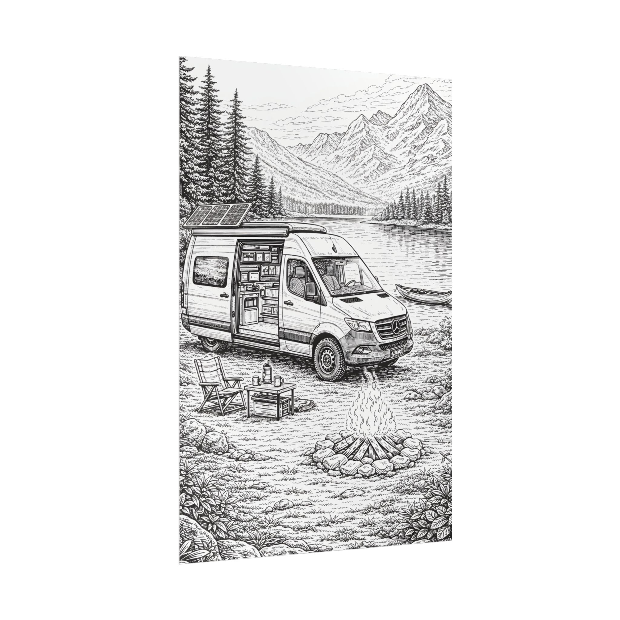 Campervan Poster — Vintage RV Camping Landscape Wall Art