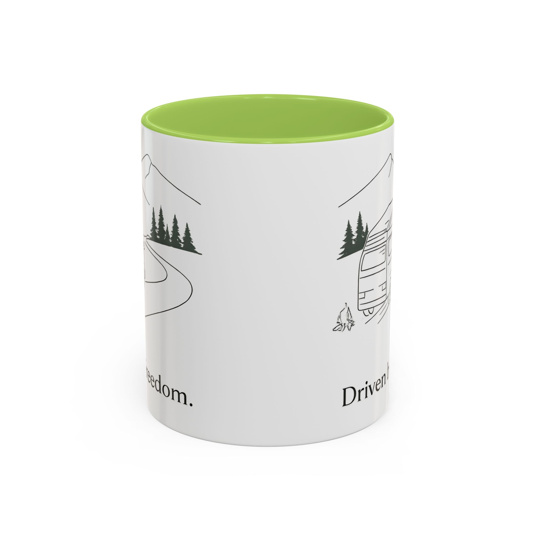 Accent Coffee Mug (11, 15oz) — "Driven By Freedom" Design Minimal-Line