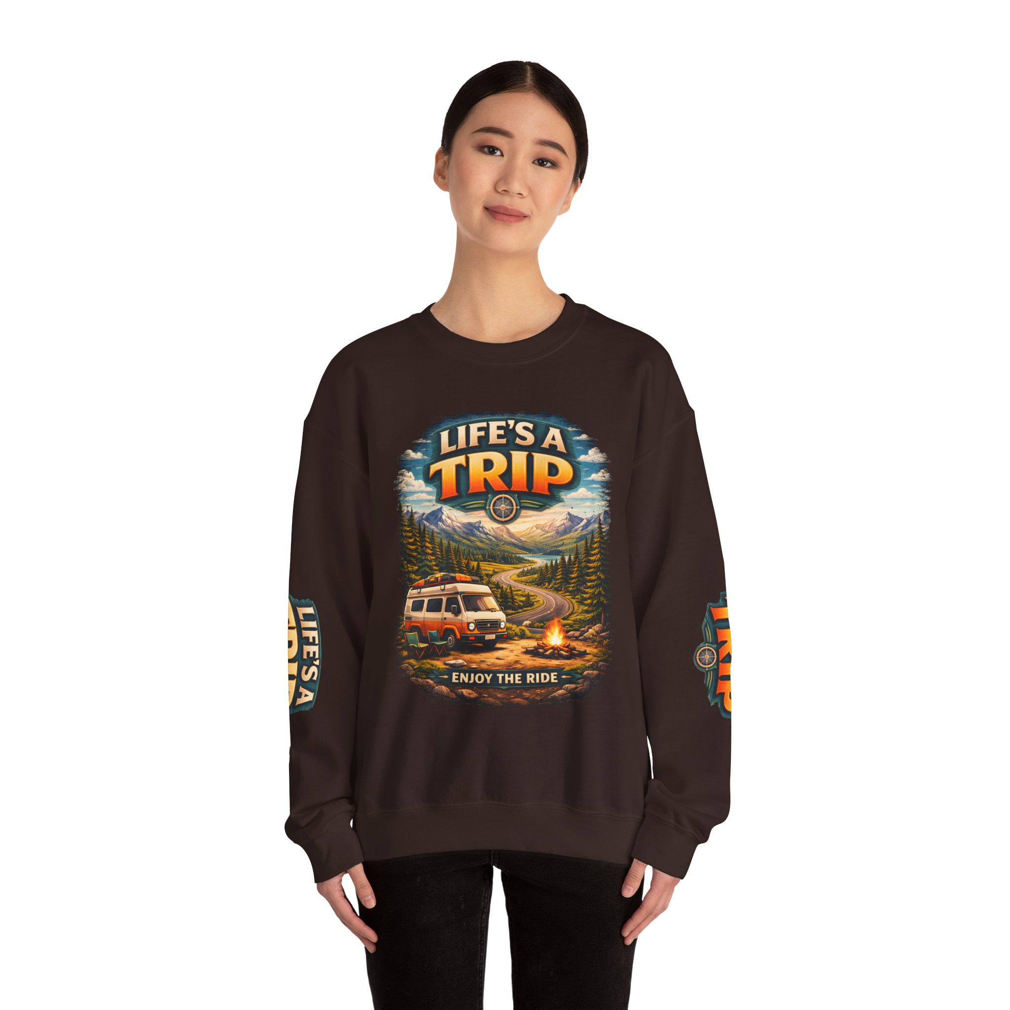 Unisex Heavy Blend™ Crewneck Sweatshirt — "Life s A Trip" Design Scenic-Line