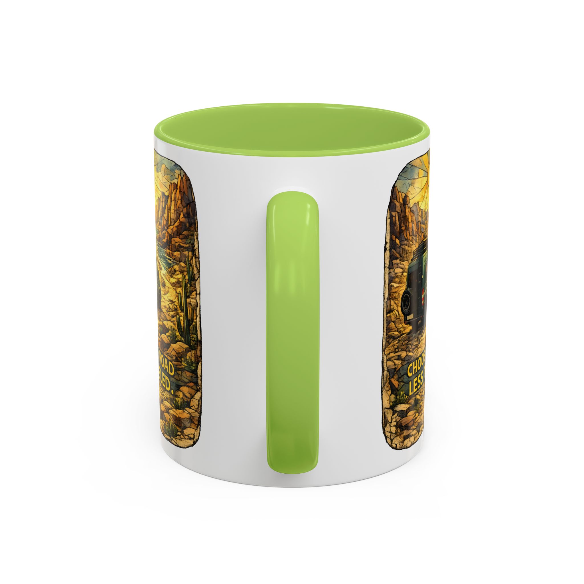 Accent Coffee Mug (11, 15oz) — "Choose The Road Less Traveled" Design Cubic-Line