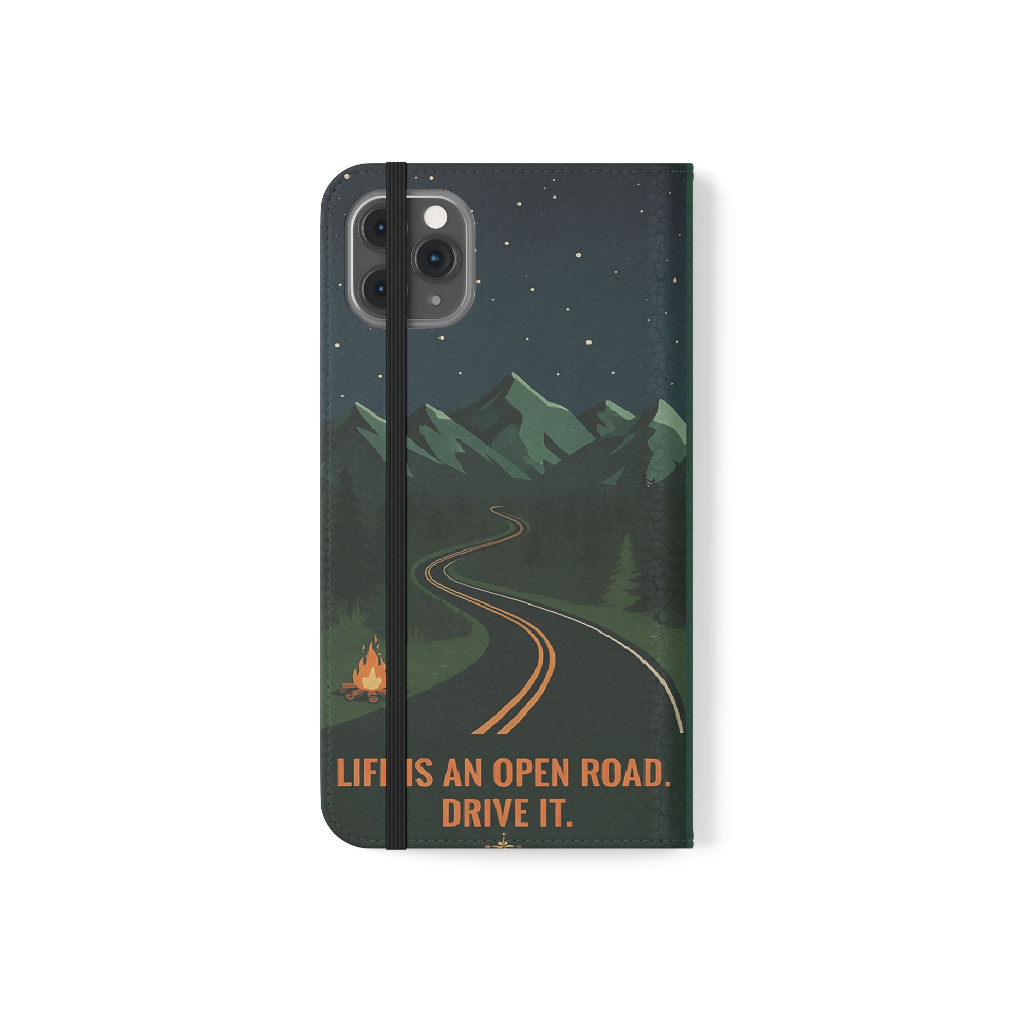 Flip Phone Case — "Roam More Worry Less - Life Is An Open Road" Phone Wallet