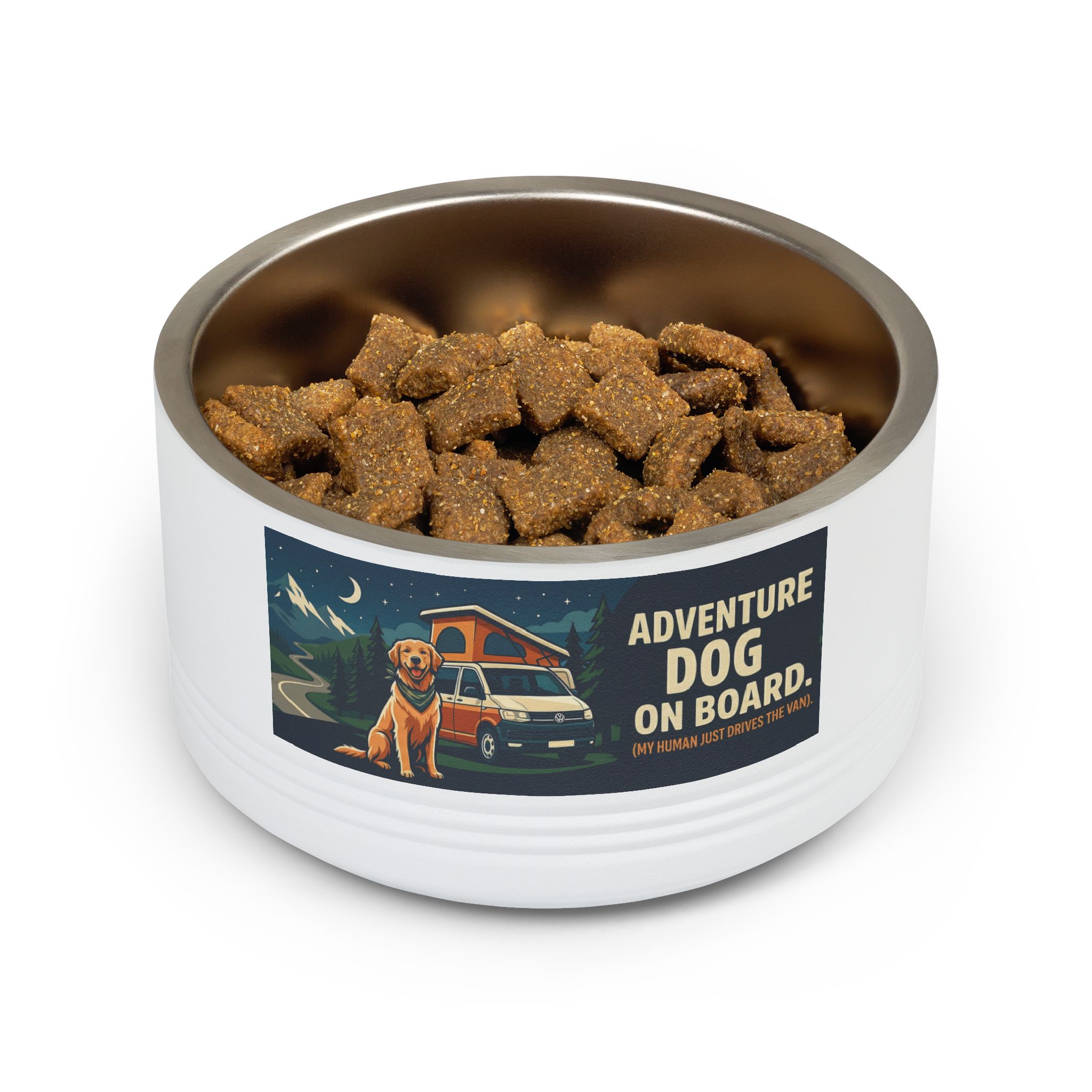 Pet Bowl — "Adventure Dog On Board " 18oz Camper & Hiking Dog Travel Bowl