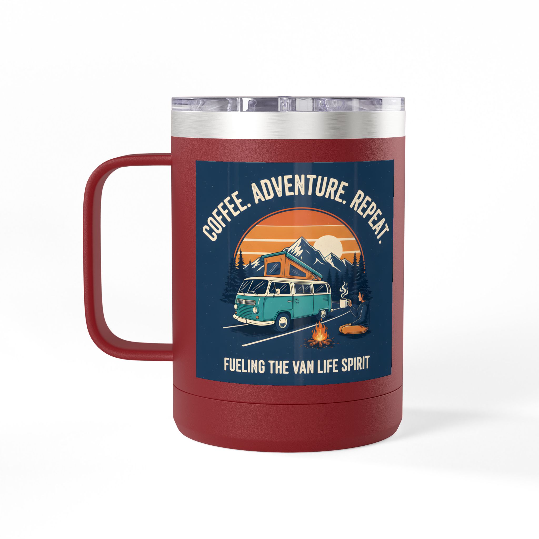 Coffee Mug Tumbler, 15oz — “Coffee. Adventure. Repeat.”