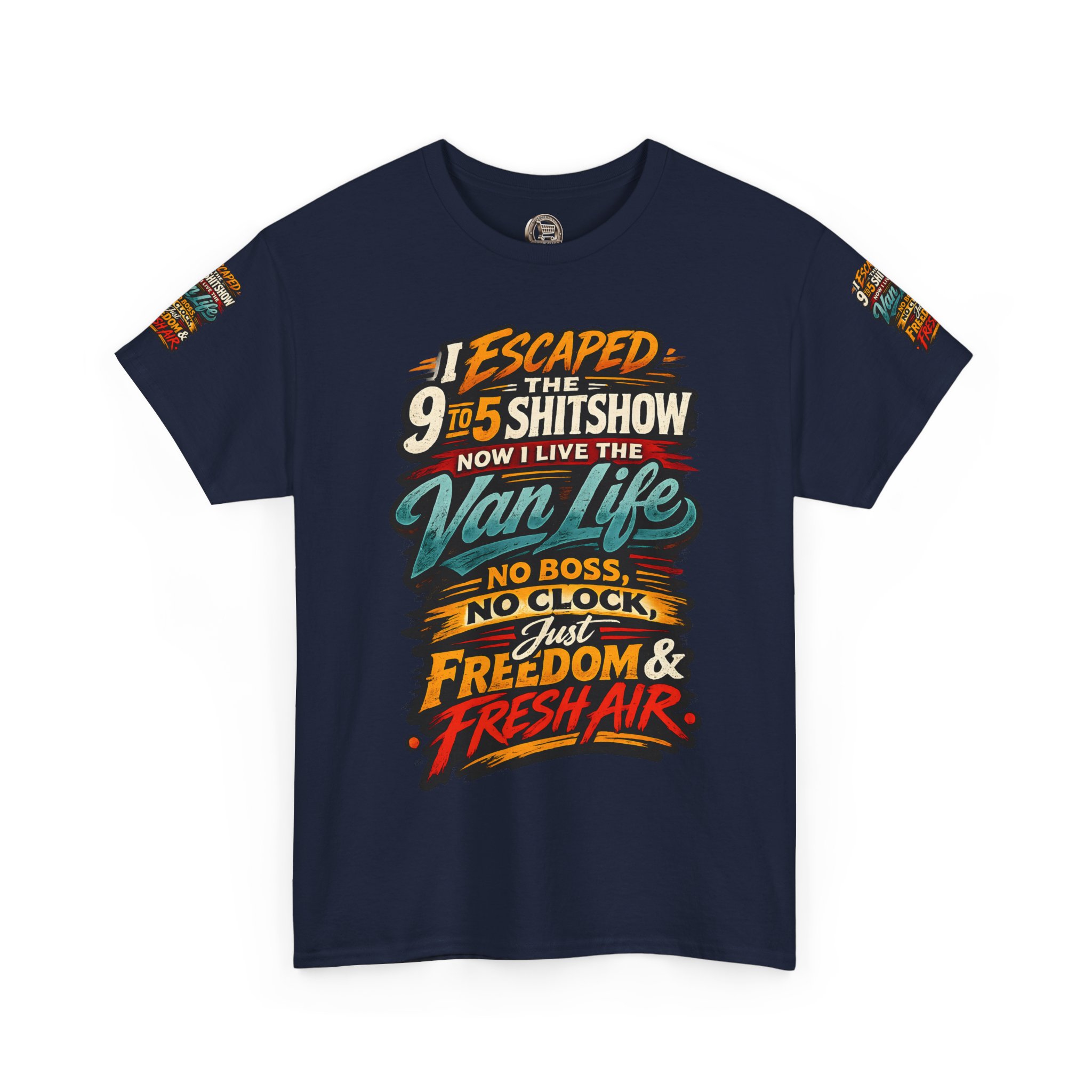 Unisex Heavy Cotton Tee — "I Escaped The 9 To 5" Design F**K-Line