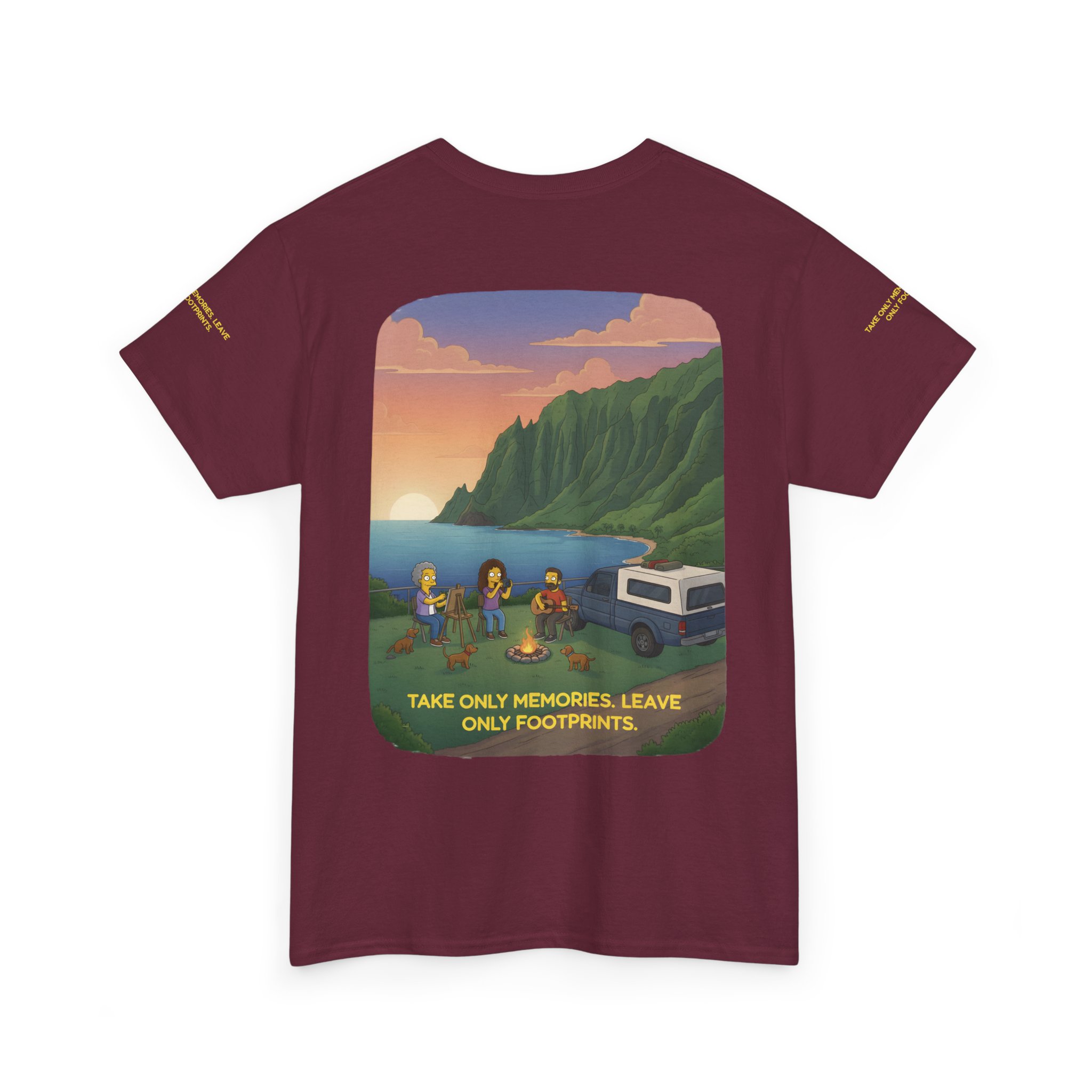 Unisex Heavy Cotton Tee — "Take Only Memories-Leave Only Footprints" Design Sitcom-Line