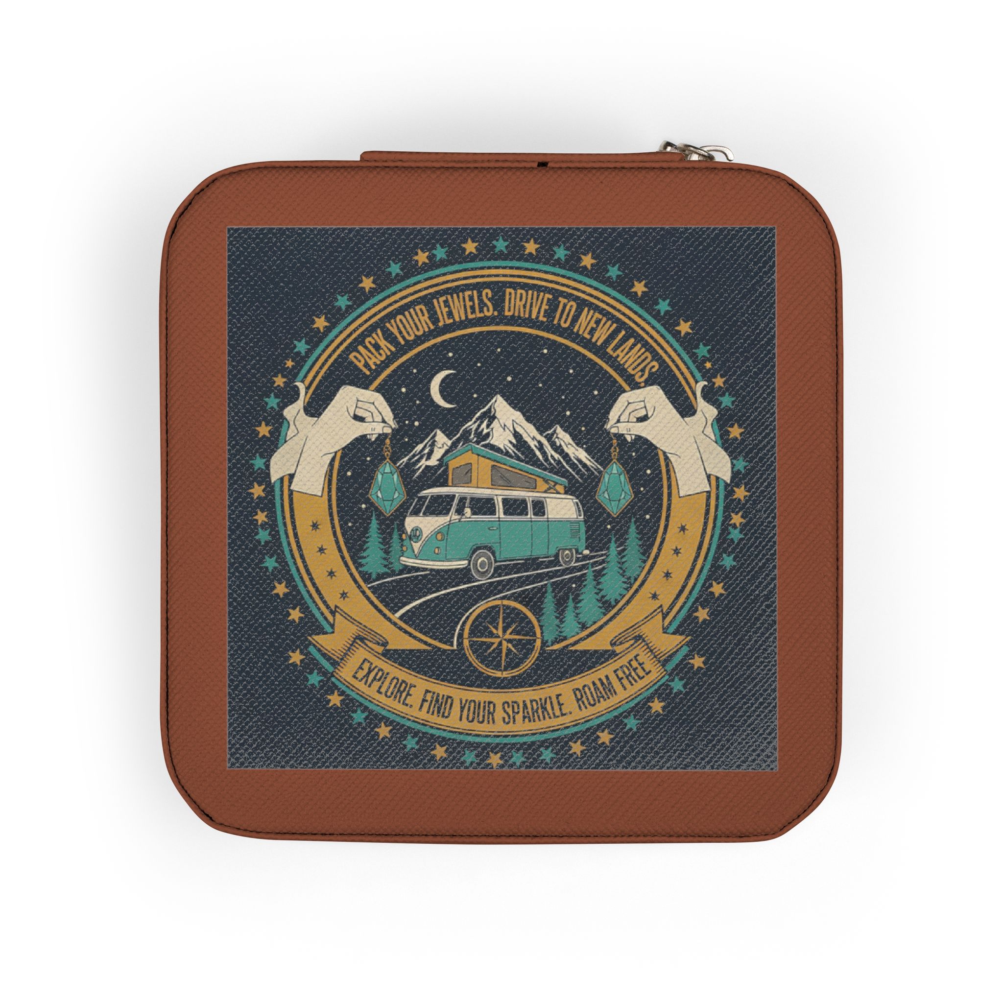Jewelry Travel Case — Boho Camper Van Jewelry Organizer (Portable Ring & Earring Storage)