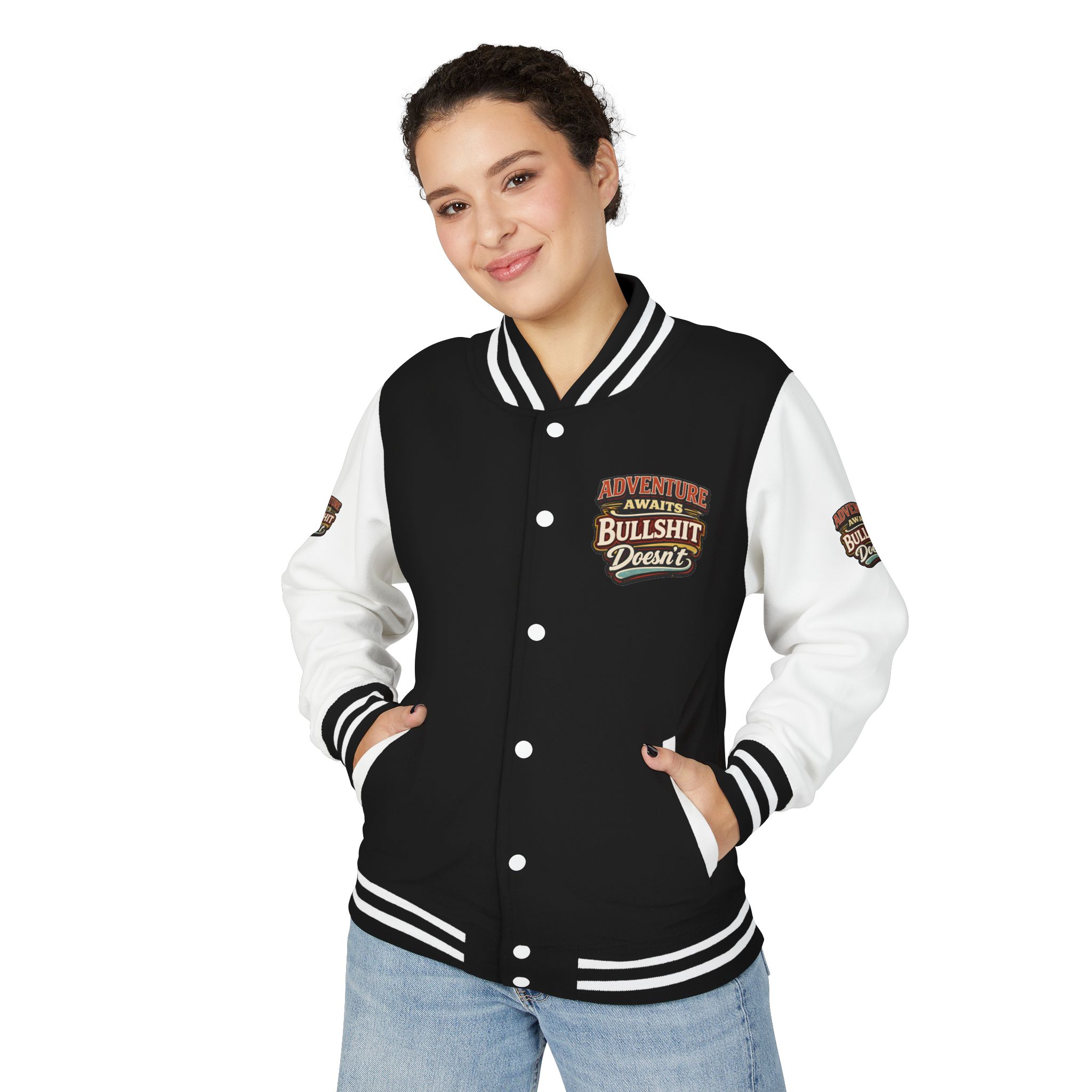 Unisex Heavyweight Letterman Jacket — "Adventure Awaits" Design F**K-Line
