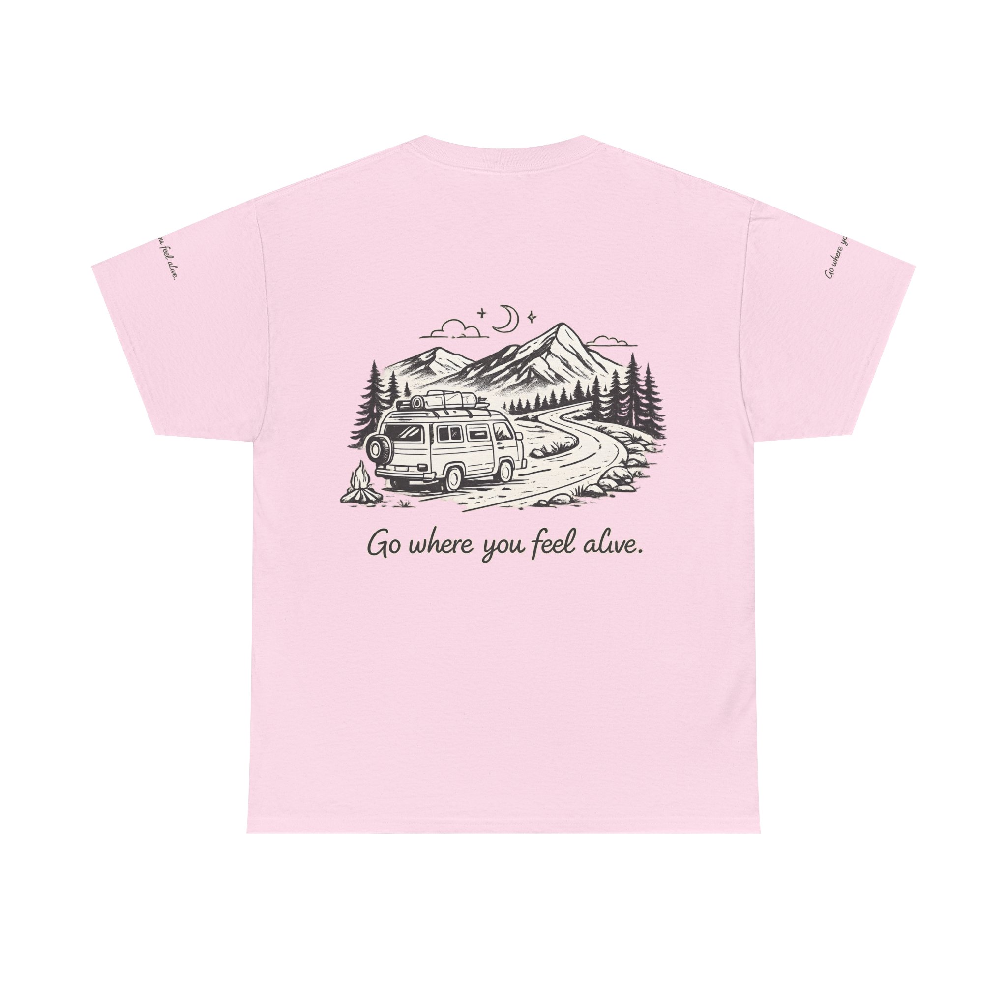 Unisex Heavy Cotton Tee — "Go Where You Feel Alive" Design Minimal-Line