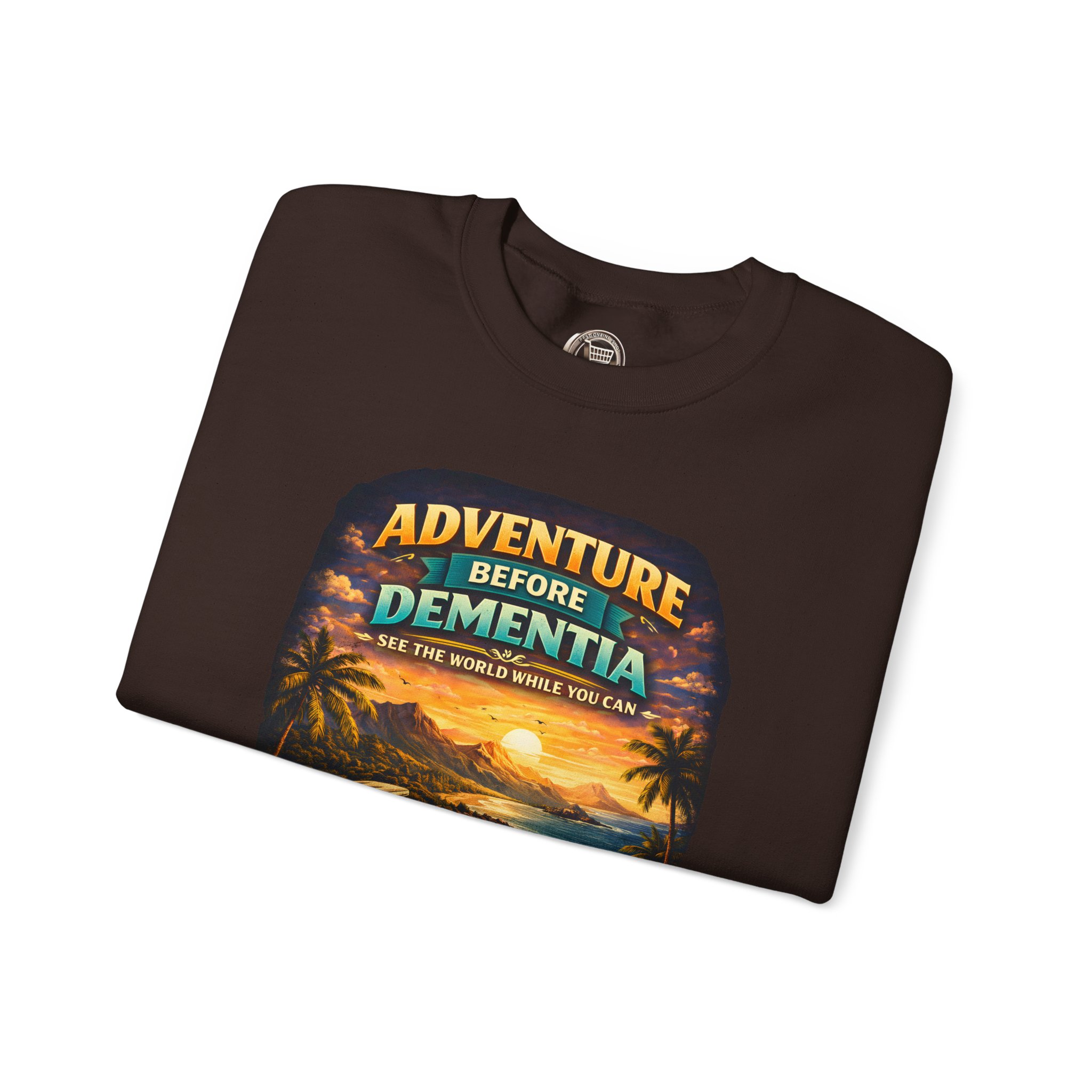 Unisex Heavy Blend™ Crewneck Sweatshirt — "Adventure Before Dementia" Design Scenic-Line