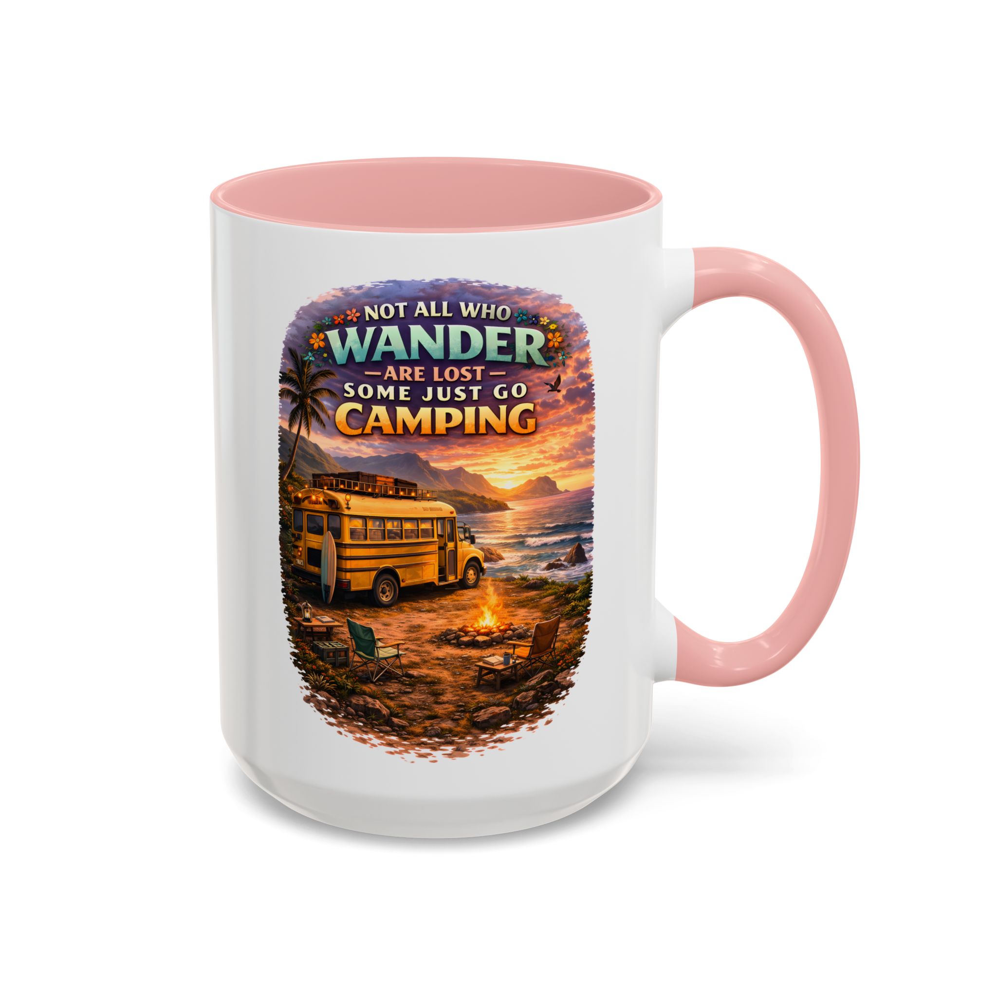 Accent Coffee Mug (11, 15oz) — "Not All Who Wander Are Lost" Design Scenic-Line