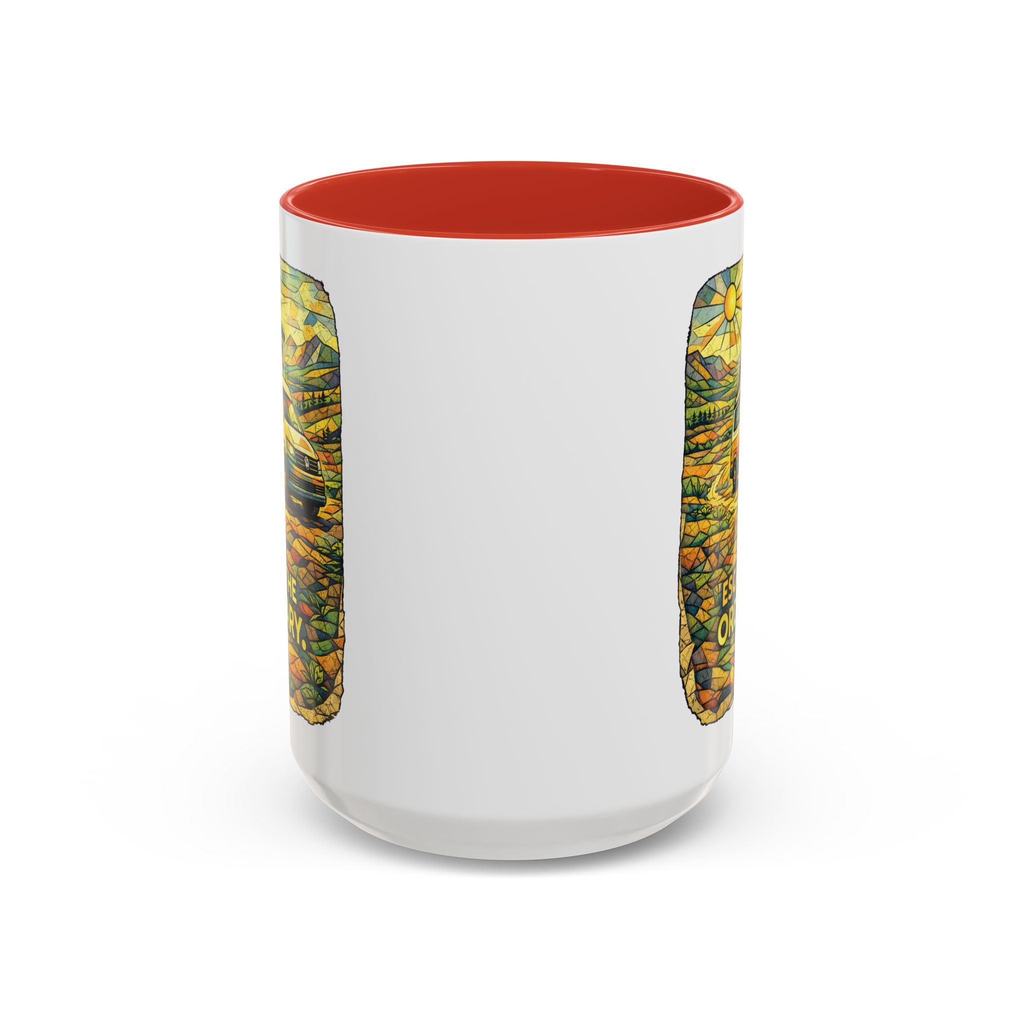 Accent Coffee Mug (11, 15oz) — "Escape The Ordinary" Design Cubic-Line