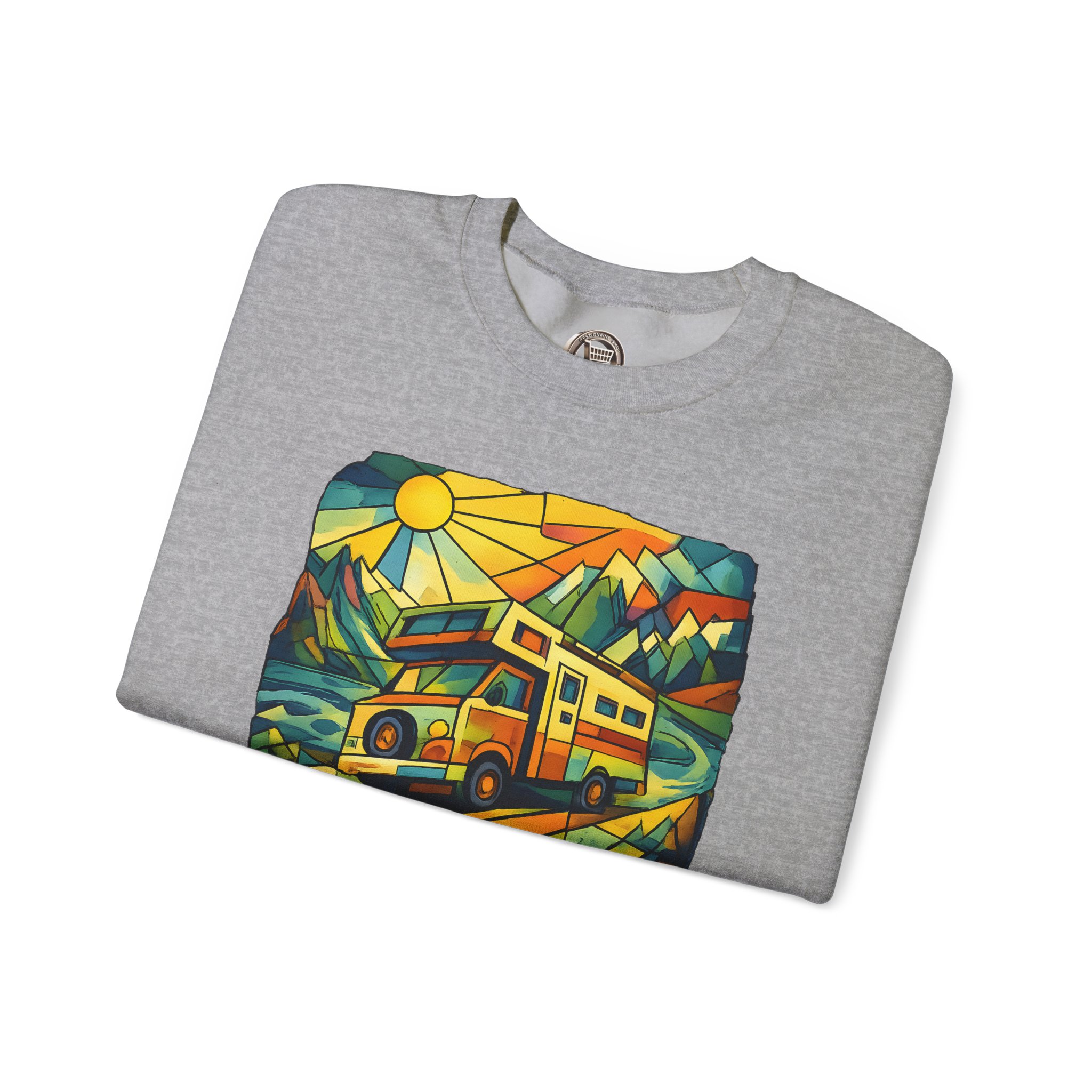 Unisex Heavy Blend™ Crewneck Sweatshirt — "Every Mile A New Shape" Design Cubic-Line