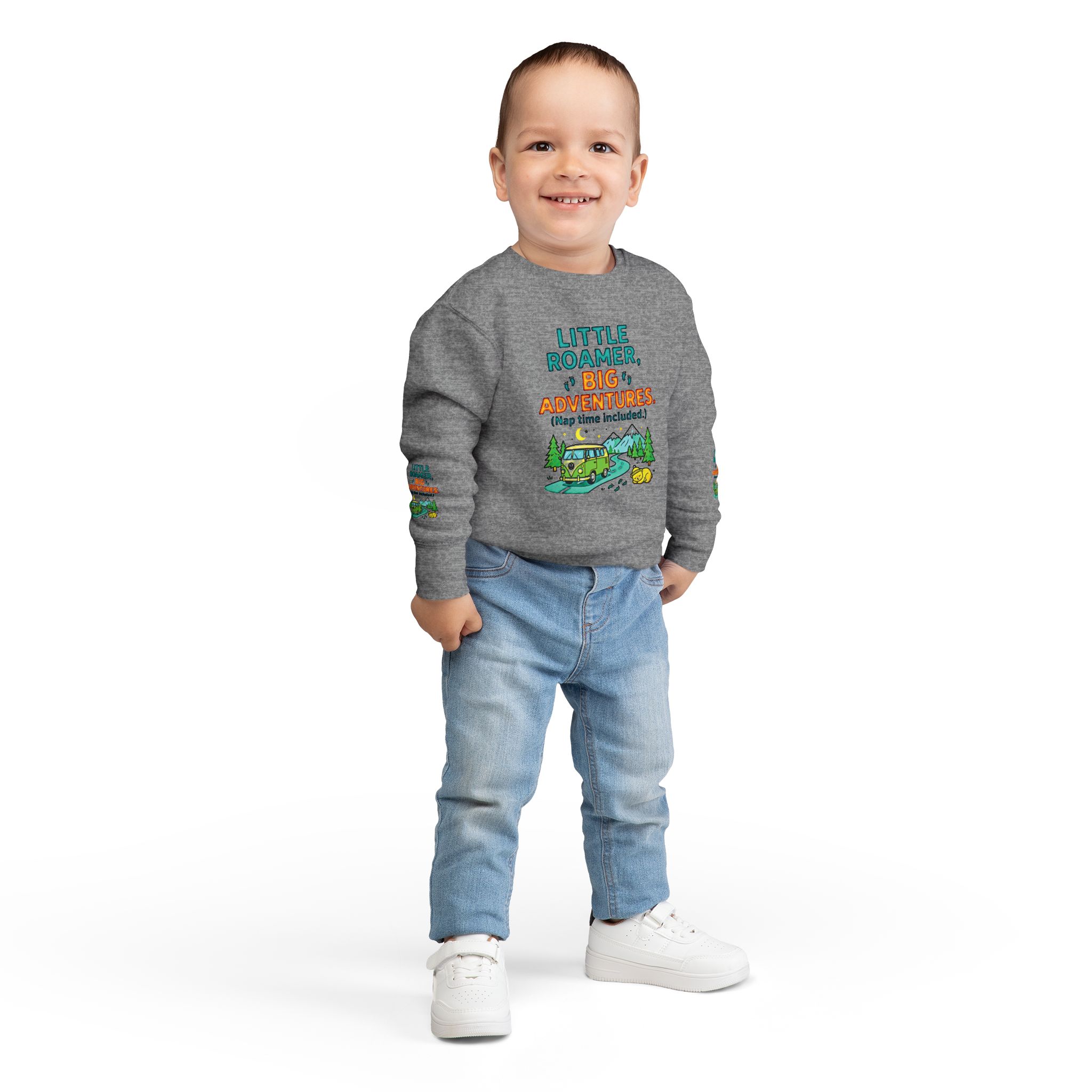 Toddler Sweatshirt(Rabbit Skins) — "Little Roamer, Big Adventures-Nap Time Included" Camper Pullover