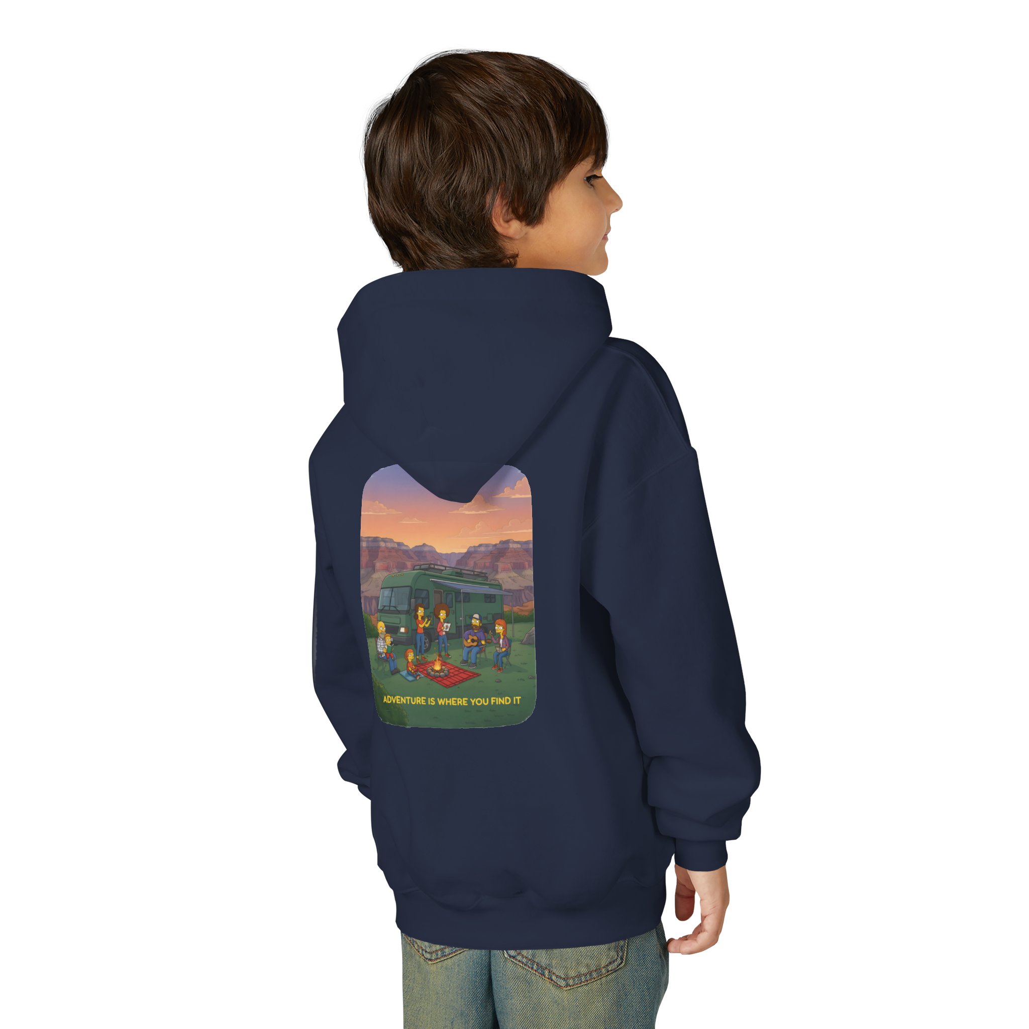 Youth Hoodie(Gildan) – "Adventure Is Where You Find It" (Design Sitcom-Line)