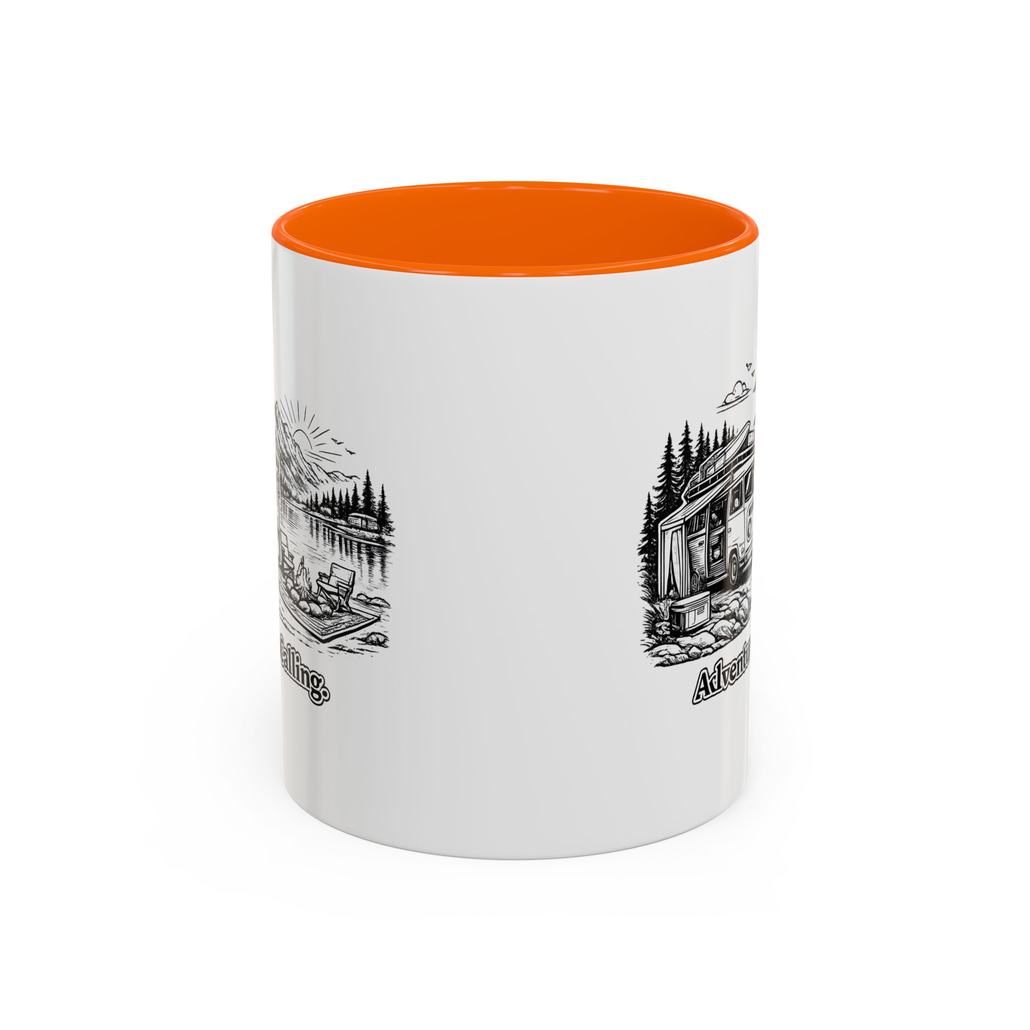 Accent Coffee Mug (11, 15oz) — "Adventure Is Calling" Design Minimal-Line