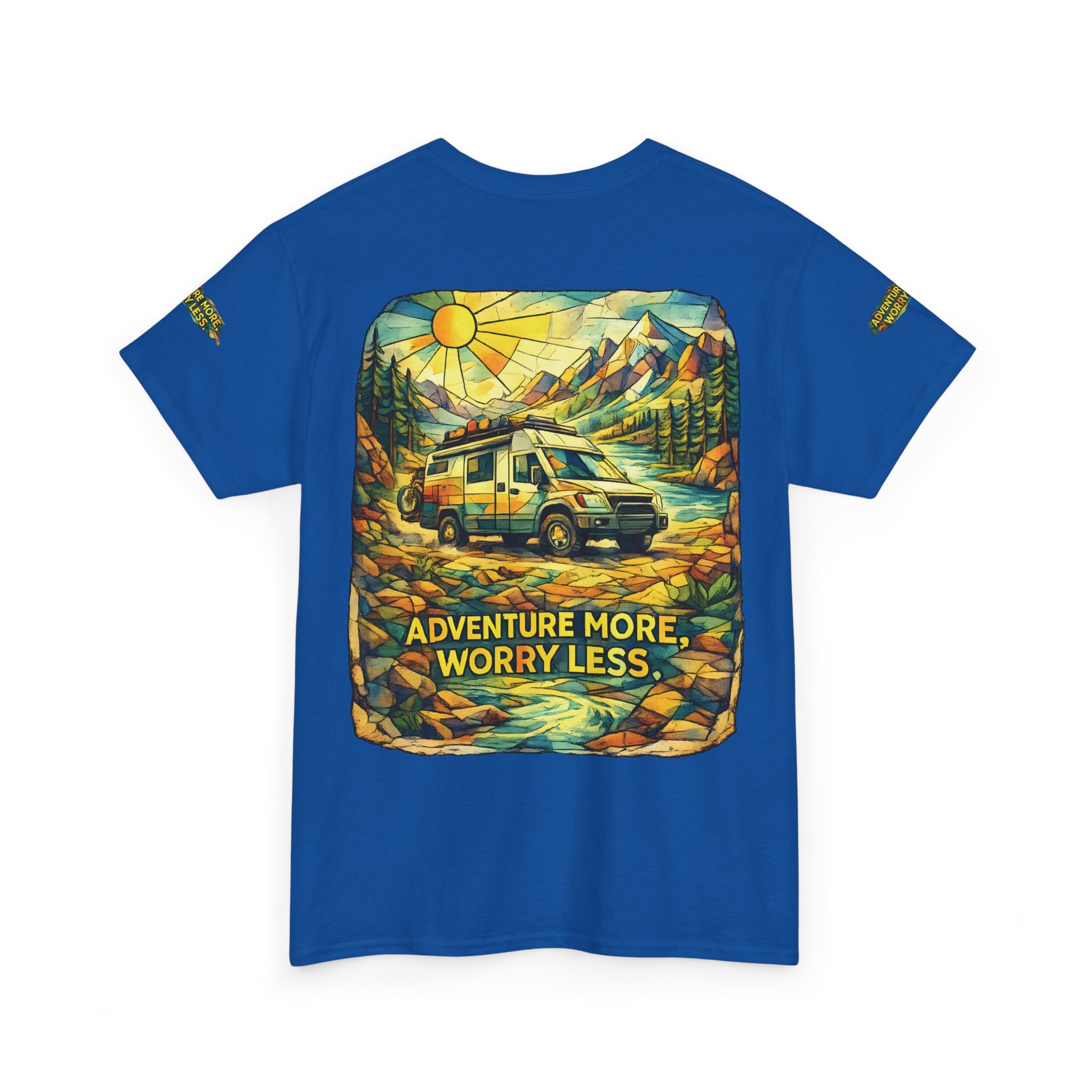1926956999329531792_2048.jpeg Unisex Heavy Cotton Tee — "Adventure More Worry Less" Design Cubic-Line