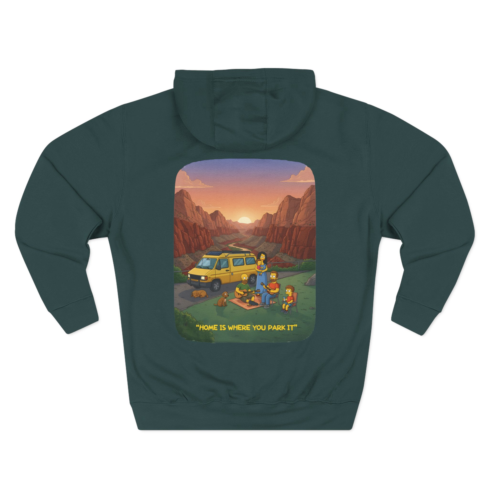 Three-Panel Fleece Hoodie - "Home Is Where You Park It" Design Sitcom-Line