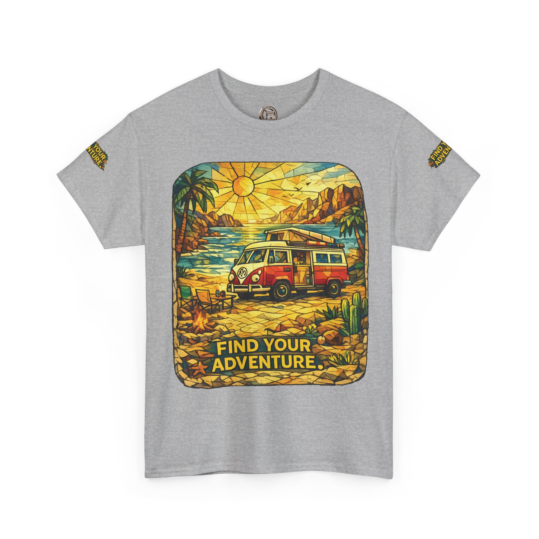 Unisex Heavy Cotton Tee — "Find Your Adventure" Design Cubic-Line