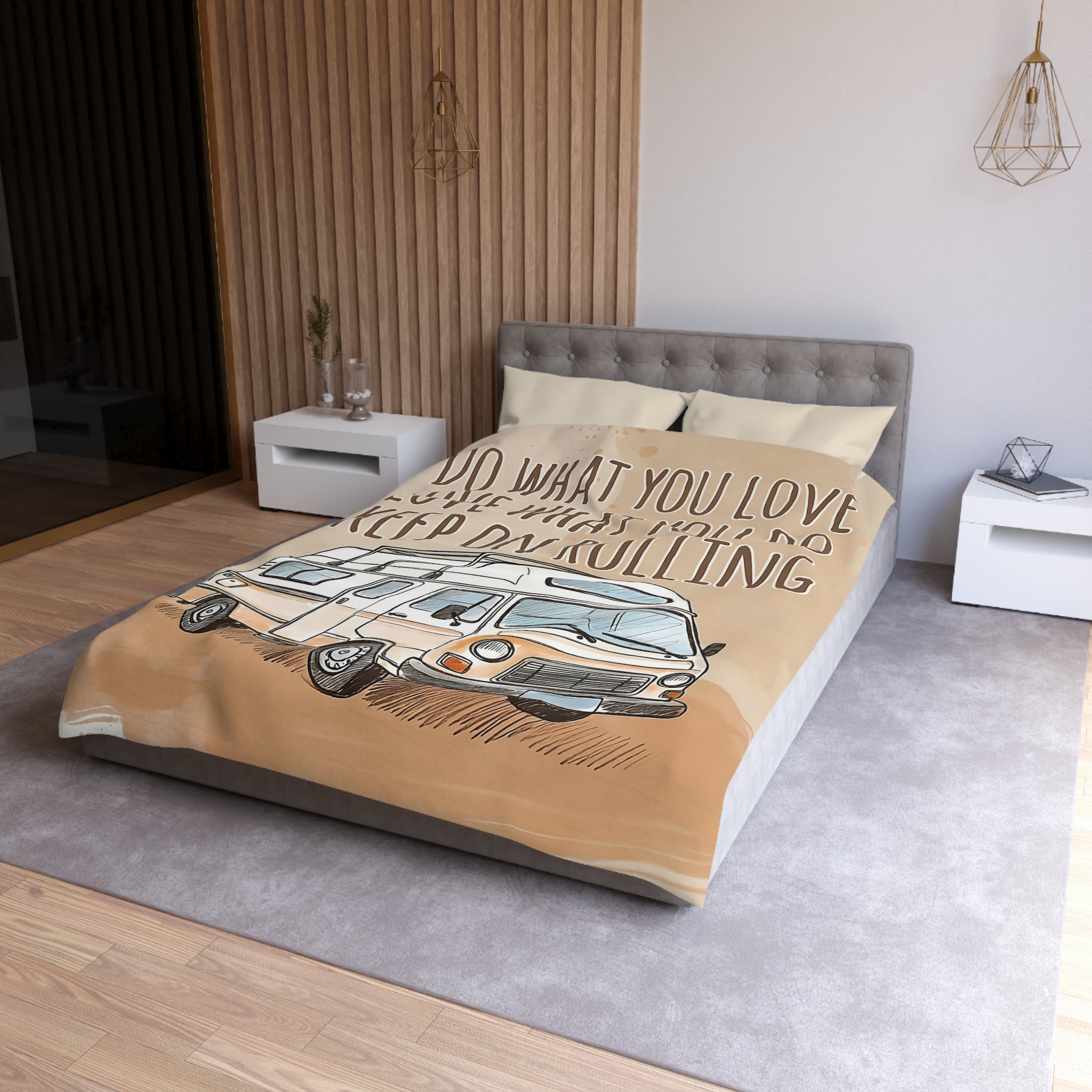 1942917152224114542_2048.jpeg Duvet Cover - 'Do What You Love, Keep On Rolling' Campervan Bedding
