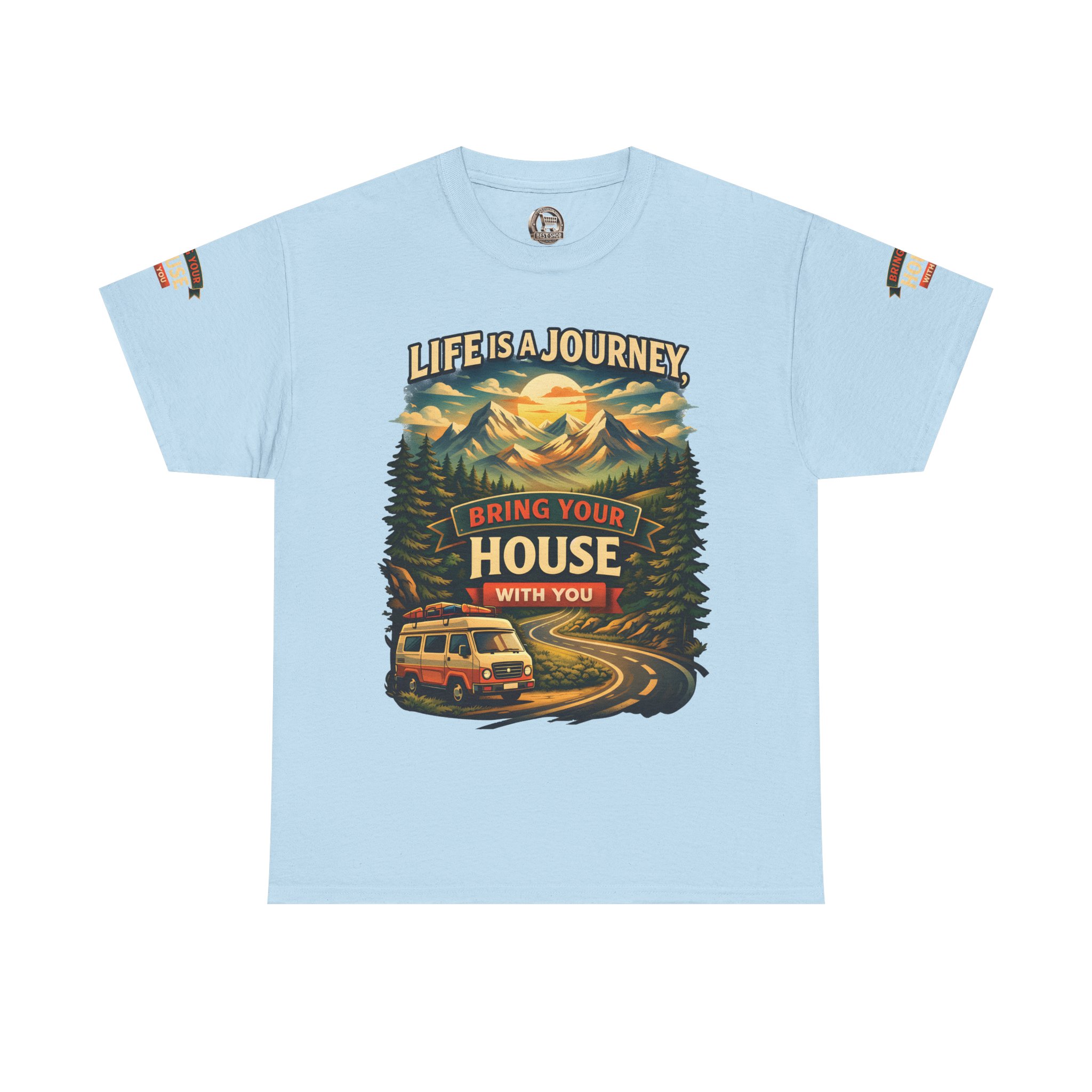 1944462528305668242_2048.jpeg Unisex Heavy Cotton Tee — "Live Is A Journey-Bring Your House With You" Design Scenic-Line