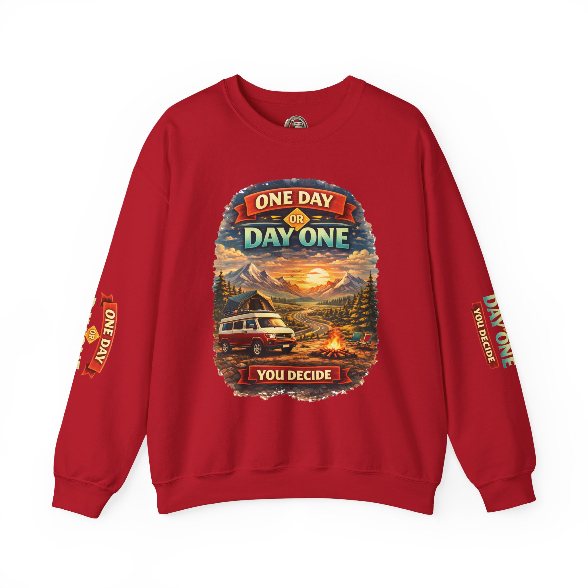 Unisex Heavy Blend™ Crewneck Sweatshirt — "One Day Or Day One" Design Scenic-Line